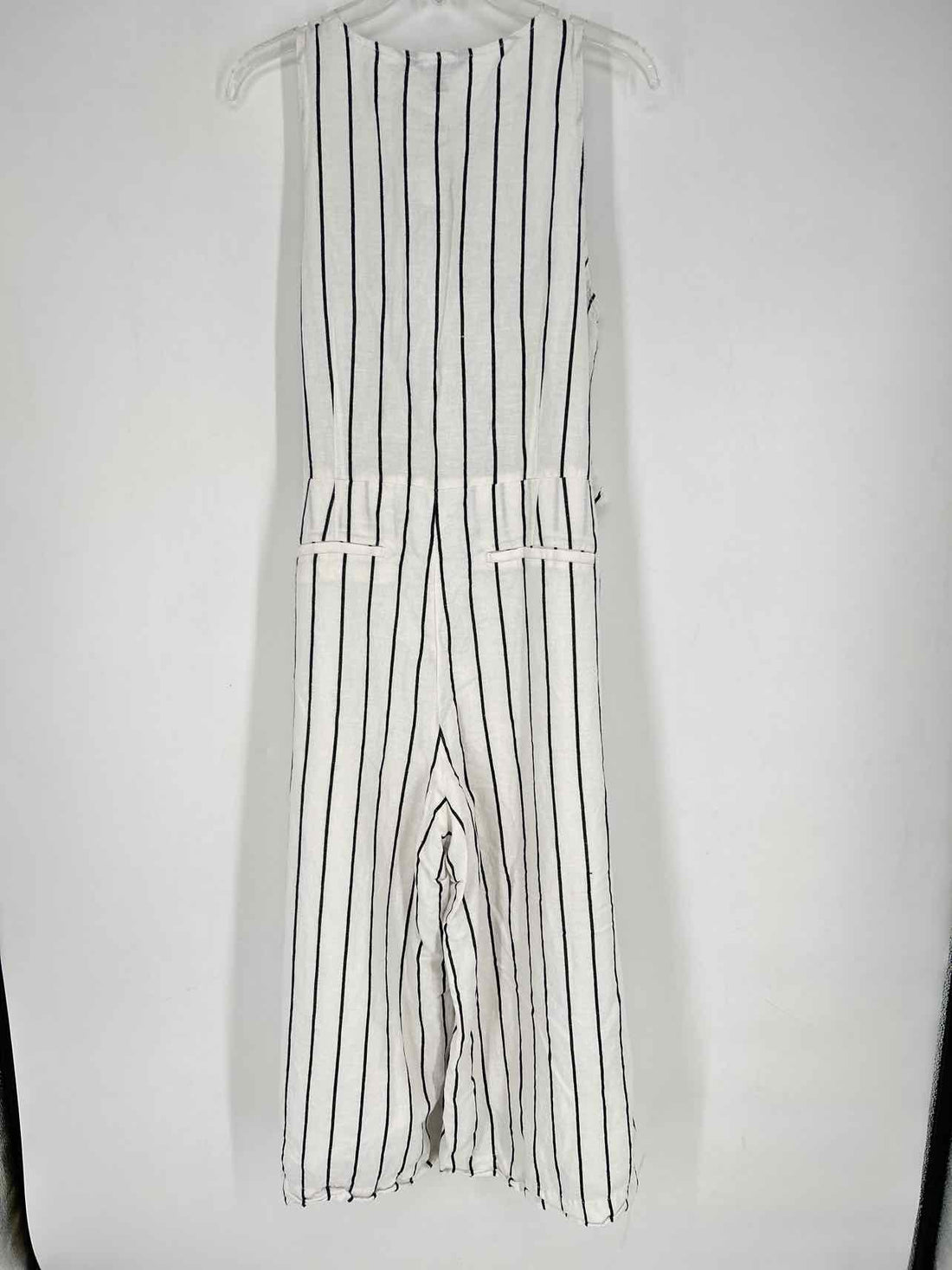 Banana Republic Size 14 White Striped Jumpsuit
