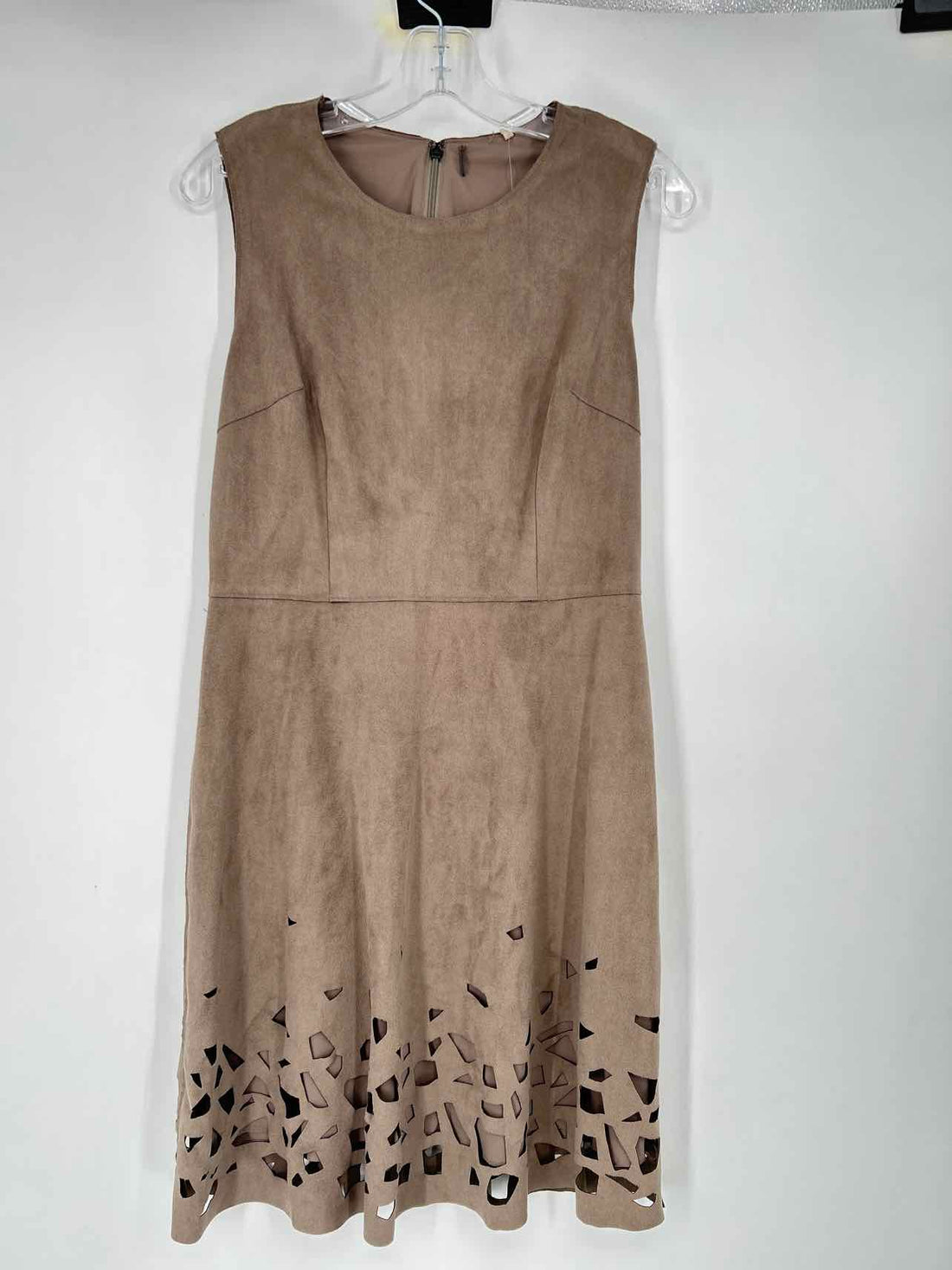 Elie Tahari Size 8 Taupe Faux Suede Sleeveless Dress