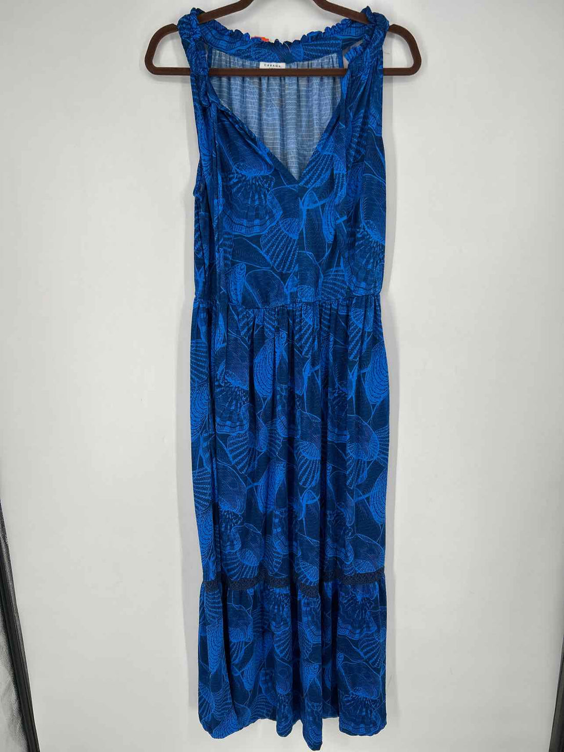 Cabana Life Size M Blue Print Sleeveless Maxi