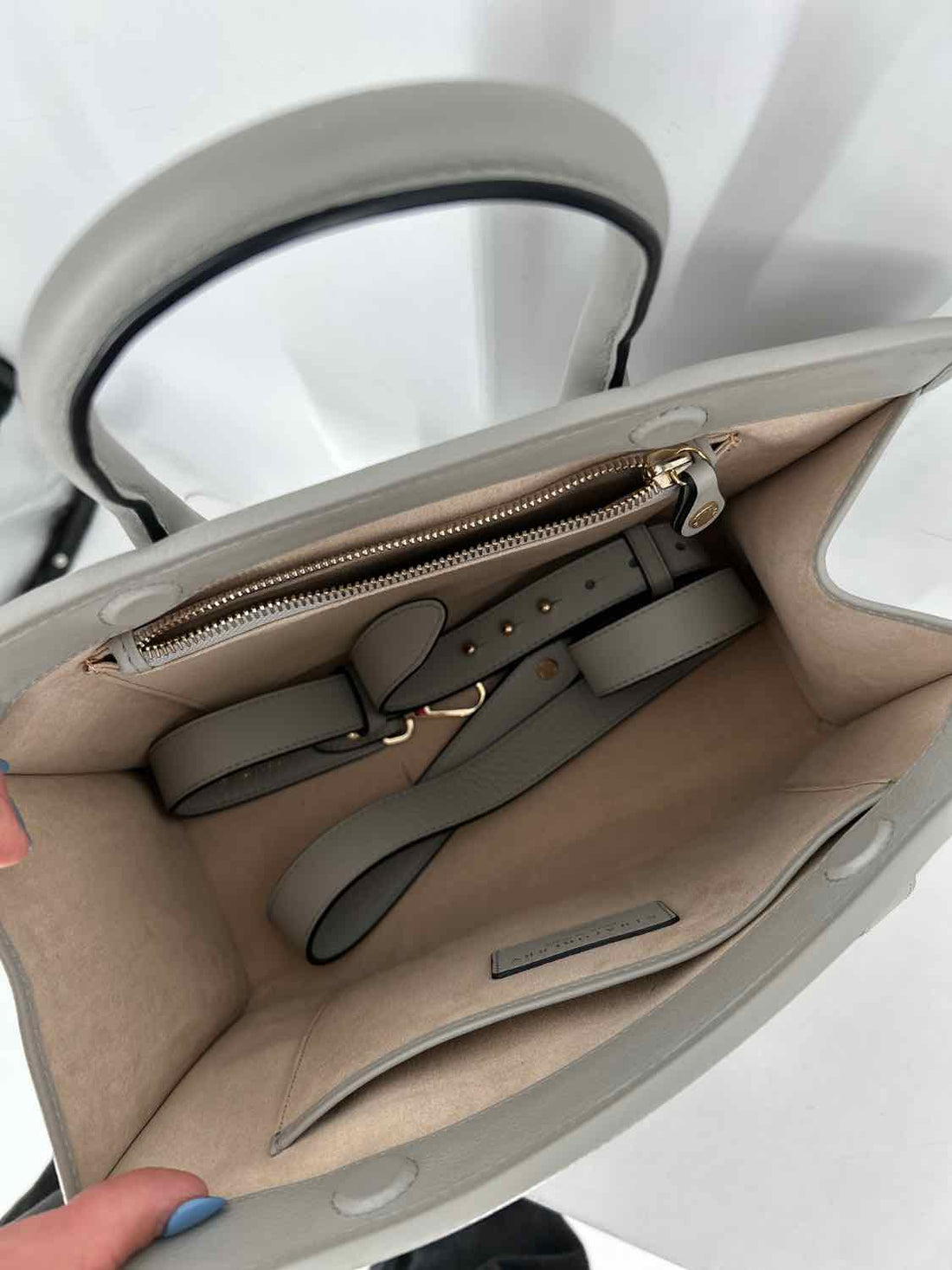 Strathberry Gray Pebbled Leather Clutch
