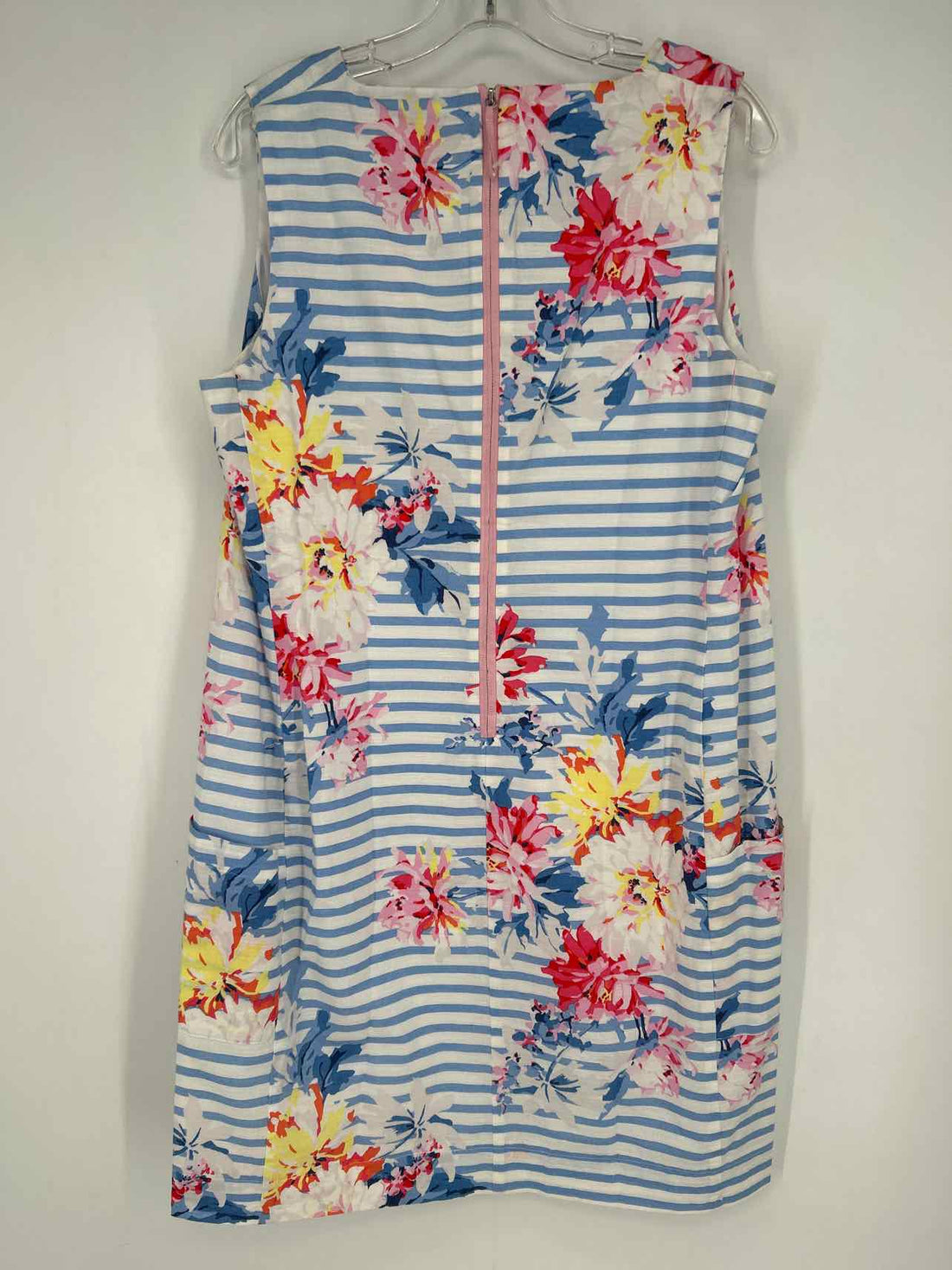 Joules Size 12 White & Blue Striped Sleeveless Dress