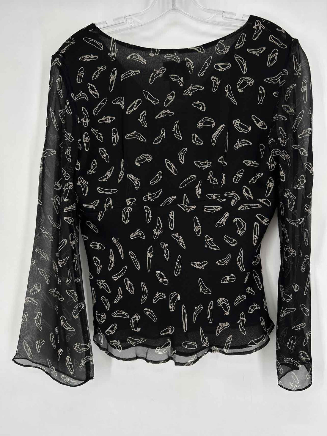 Ice Size M Black & Beige Silk Vintage Long Sleeve