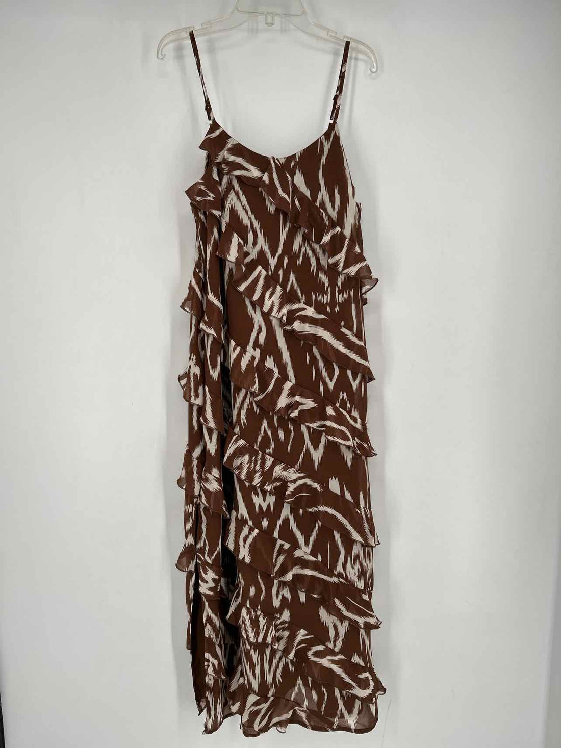 WD NY Size M Brown & White Print Sleeveless Dress