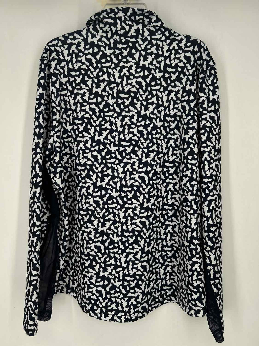 Chicos Size 2 (L) Navy & White Print Long Sleeve