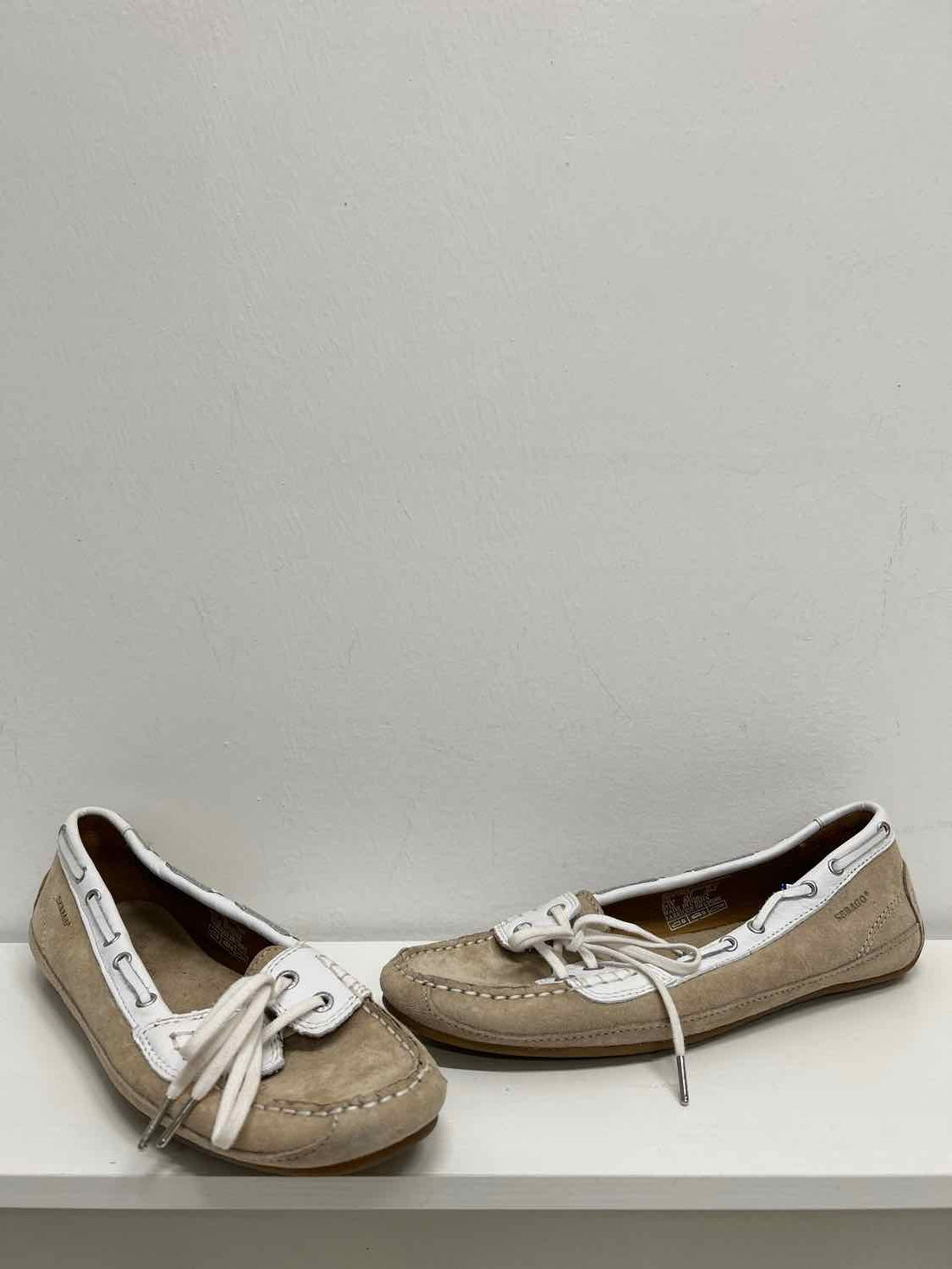 Sebago Women Size 8.5 Khaki & White Suede Loafers