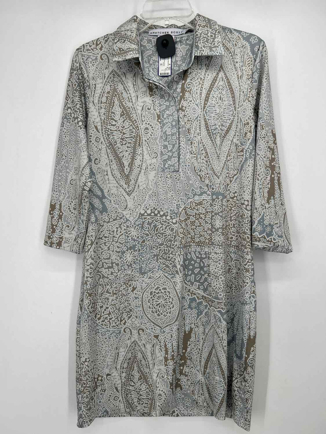Gretchen Scott Size S Gray Print Long Sleeve Dress