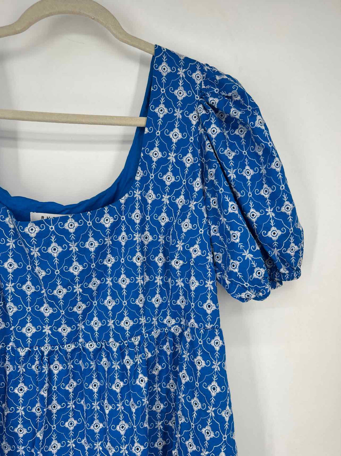 Rhode for Target Size L Blue Embroidered Short Sleeve Dress