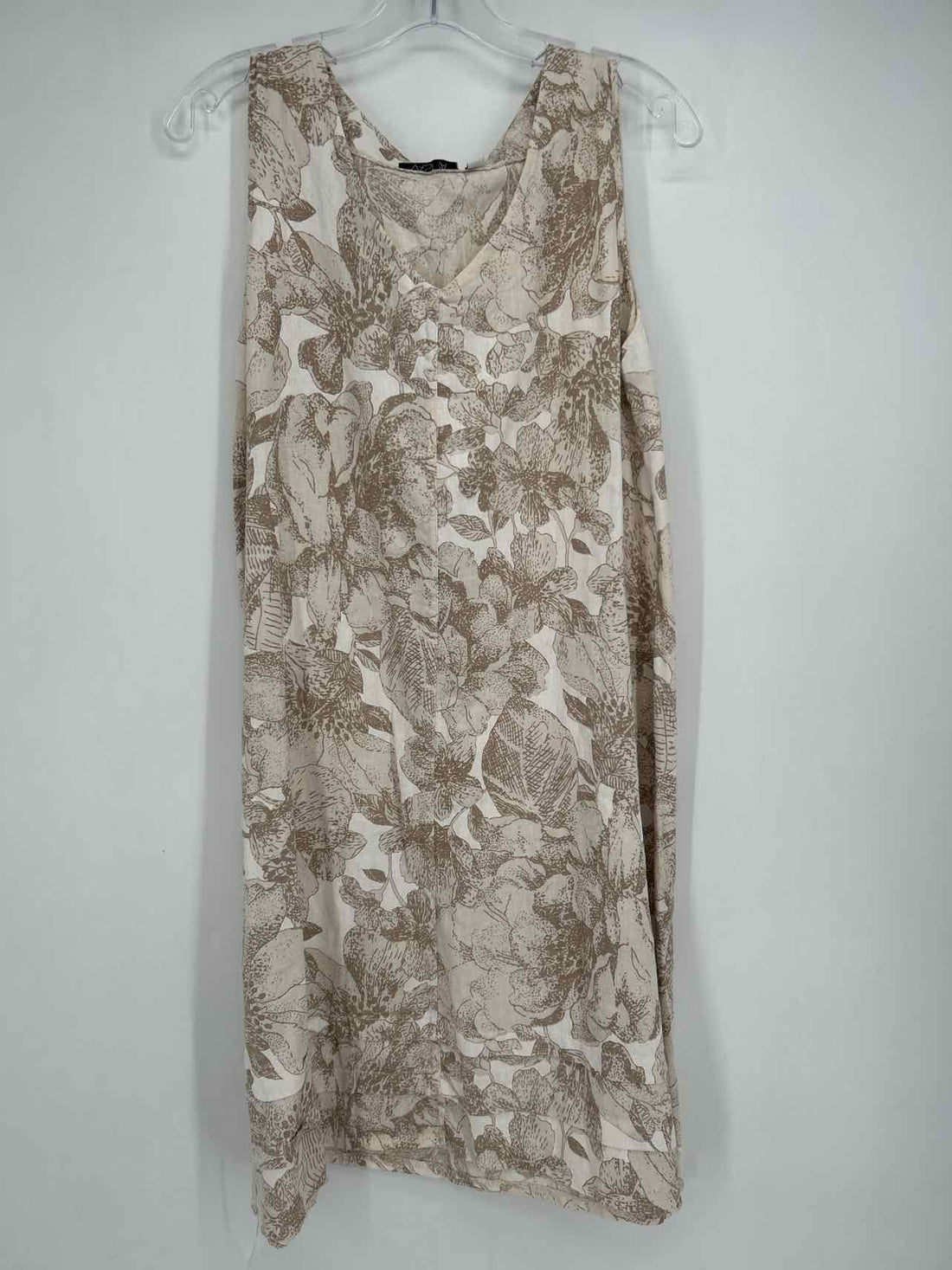 Vasna Size M Beige Floral Linen/Cotton Dress