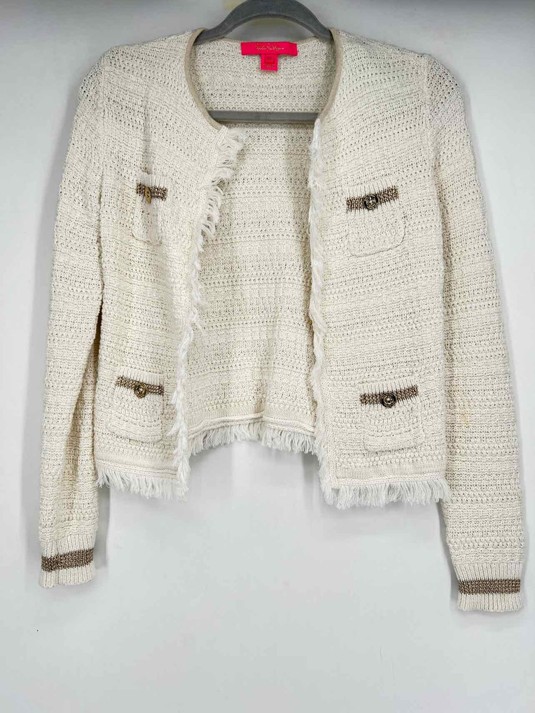 Lilly Pulitzer XXS White & Gold Shimmer Lilly Pulitzer Cardigan