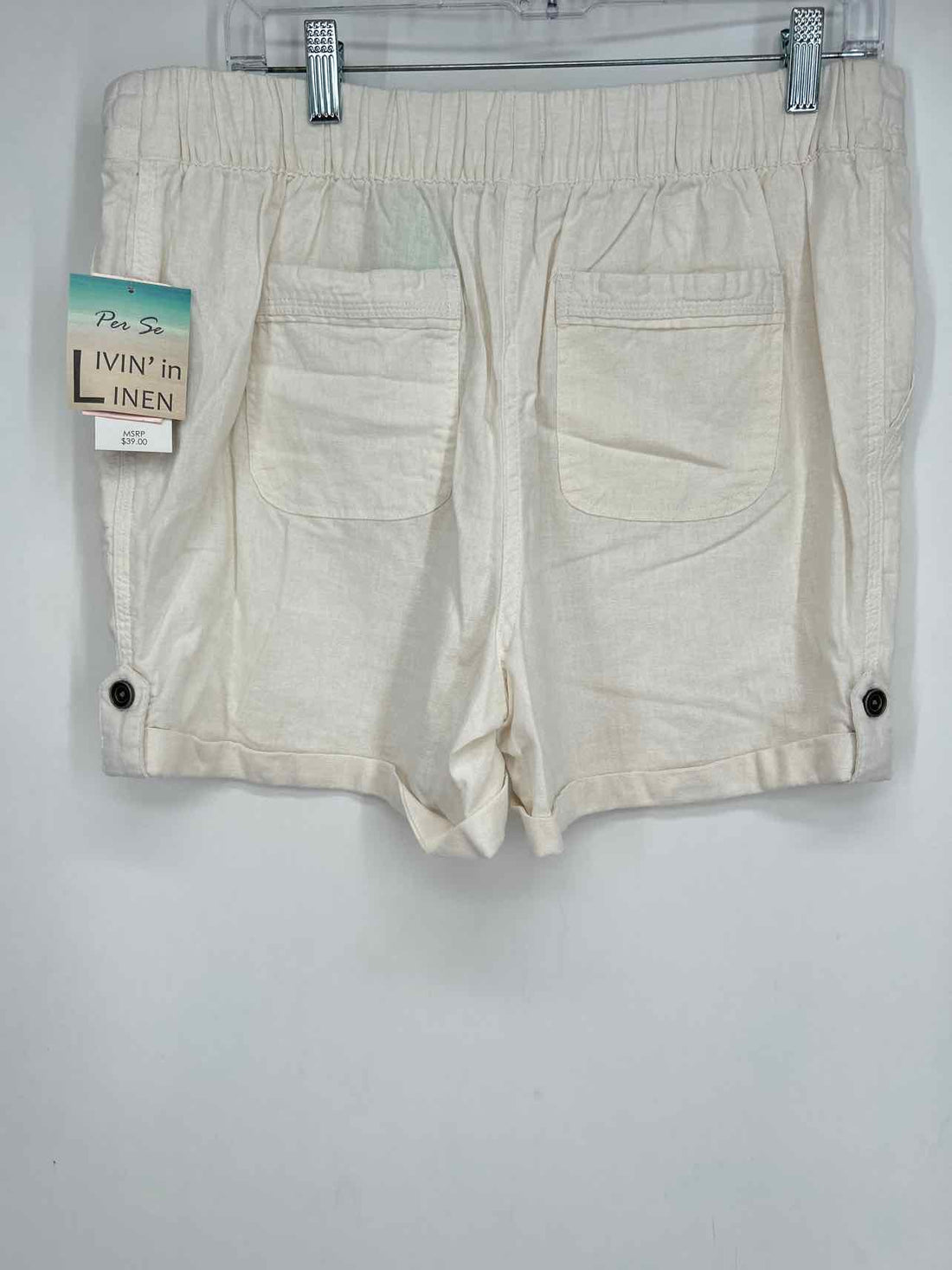 Per Se Size L White Linen/Viscose NWT Shorts