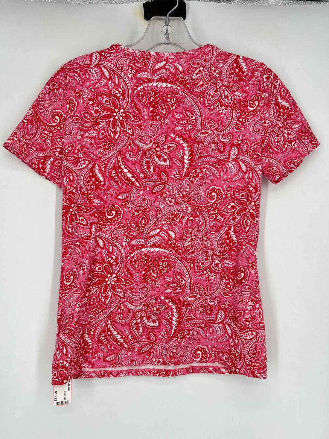 Talbots Size XS Pink Red & White Short Sleeve