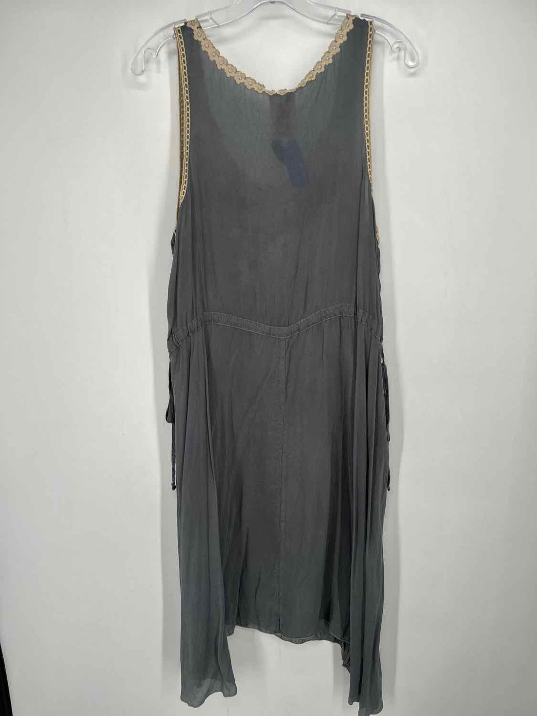 Johnny Was Size L Gray & Cream Cupra Rayon Sleeveless Dress