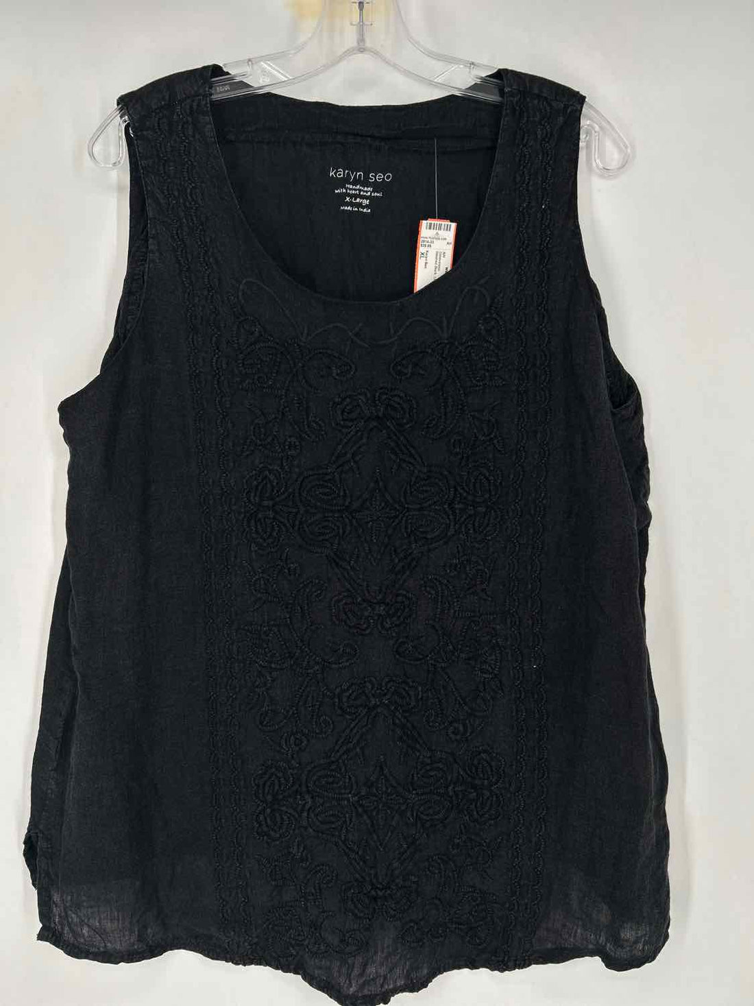 Karyn Seo Size XL Washed Black Linen 100% Sleeveless