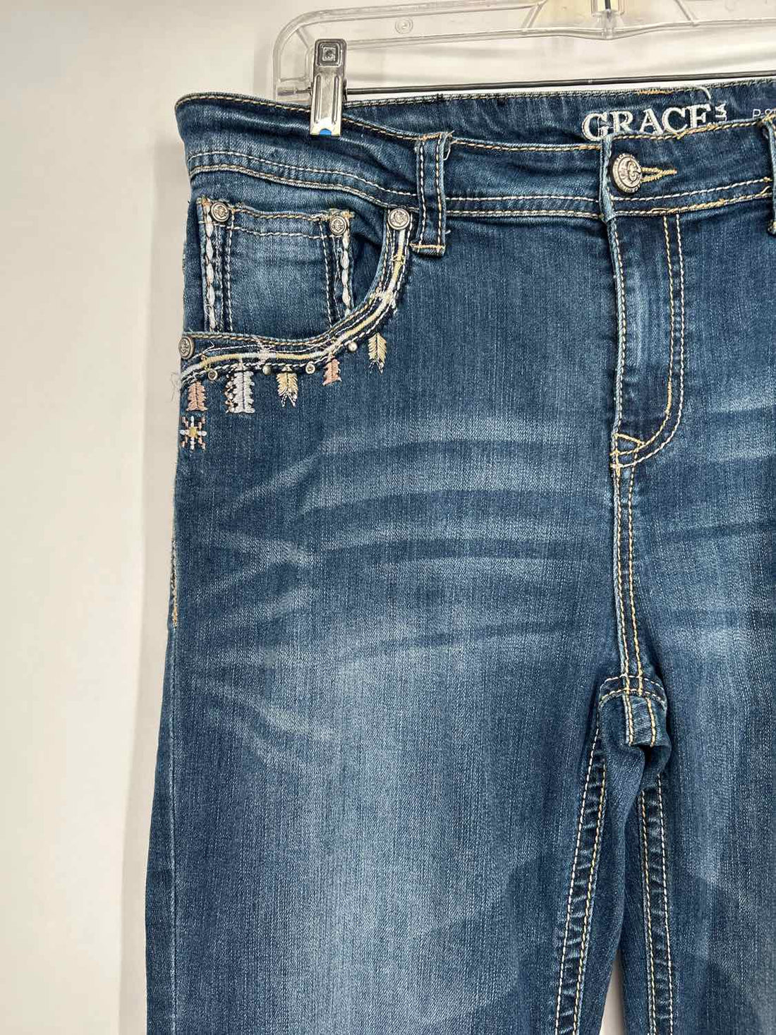 Grace in LA Size 17 Denim Embroidery Embellished Jeans