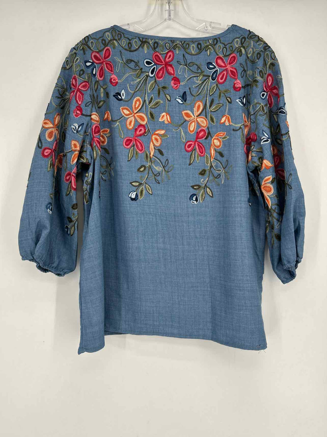 Sapphire Size XL Blue Floral Embroidered Long Sleeve
