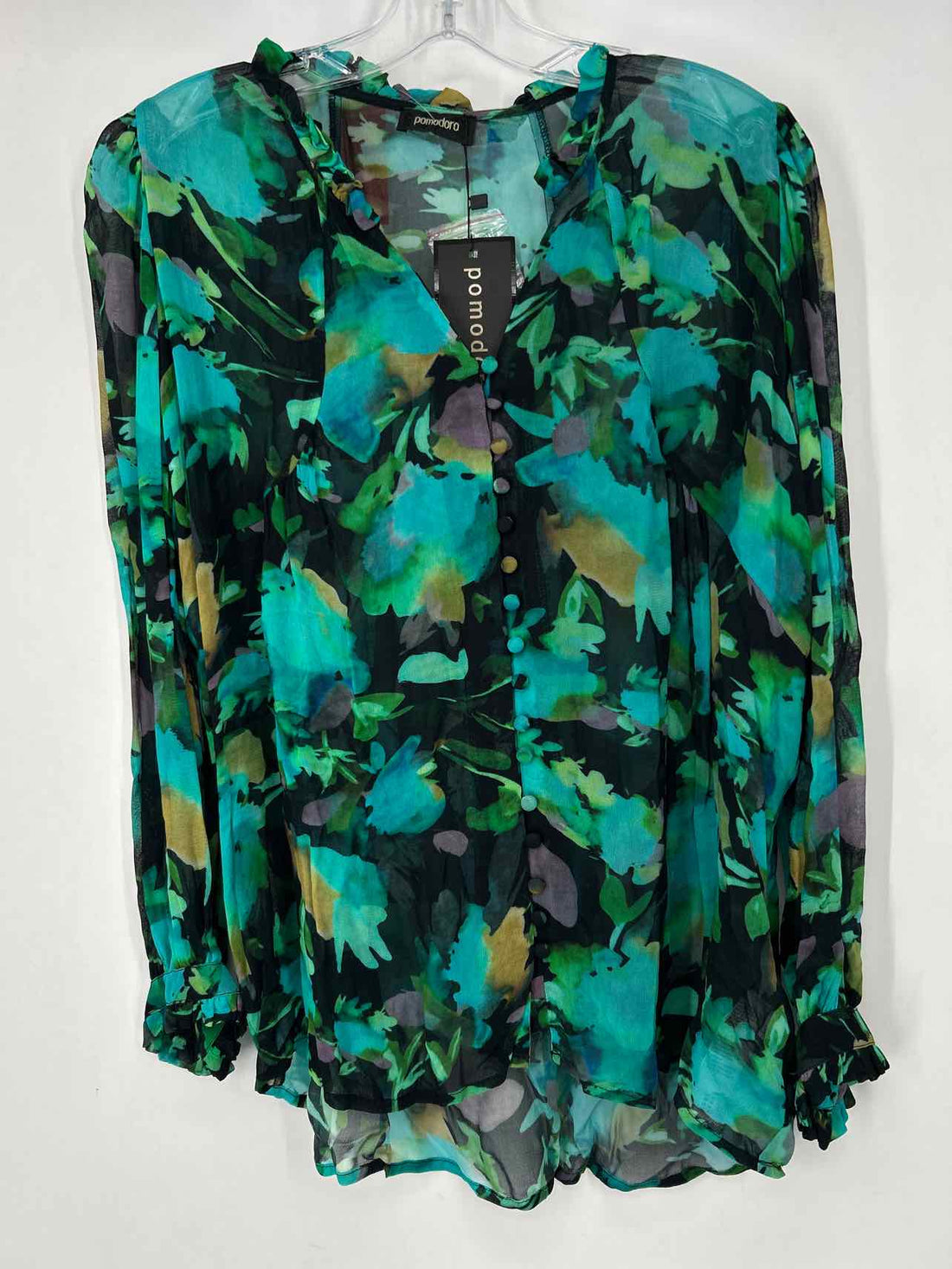 Pomodoro Size 8 Navy Print NWT Long Sleeve