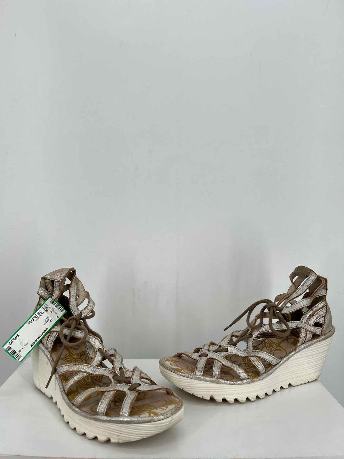 Fly london Women Size 39 (8.5-9) Silver Wedges