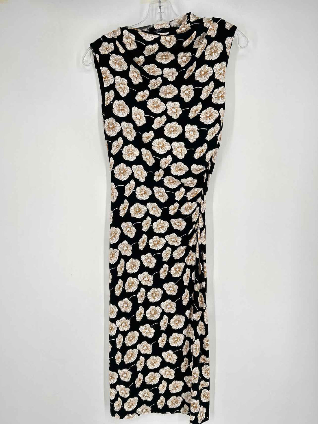 Talbots Size 2P Black & White Floral Sleeveless Dress