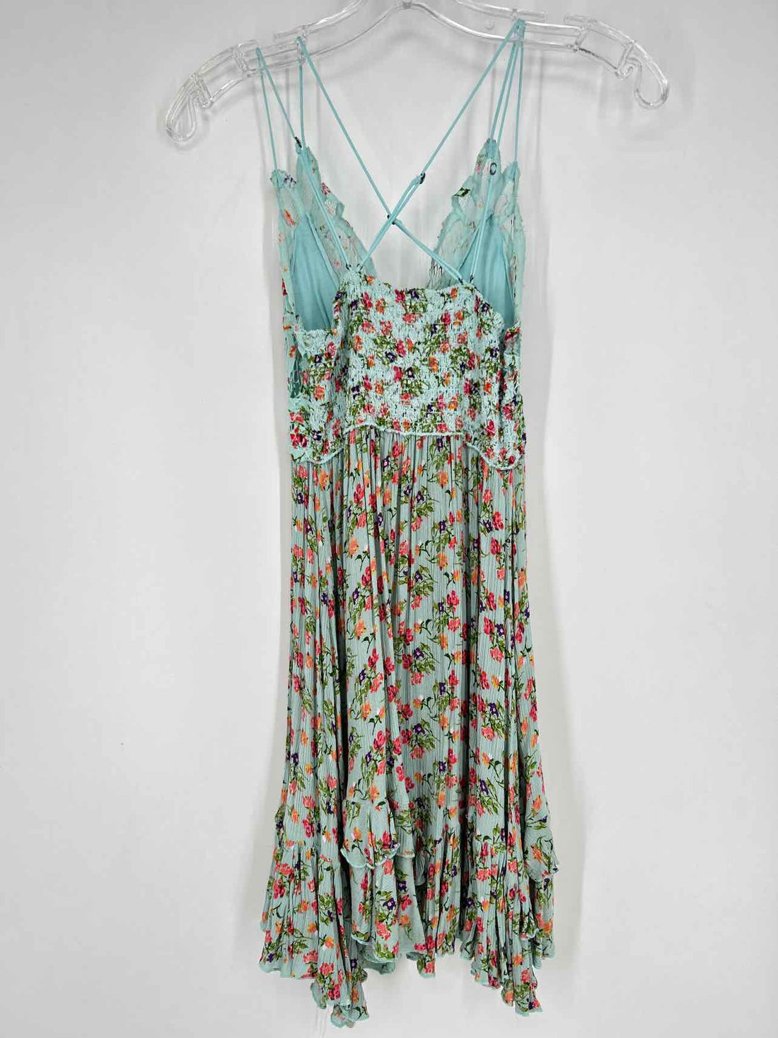 FP One Size XS Light Blue Floral Sleeveless Dress