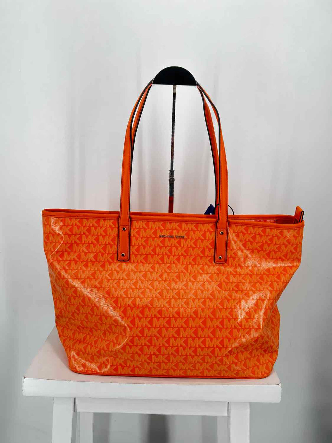 Michael Kors Orange Signature Patent Leather Pre Owned Tote