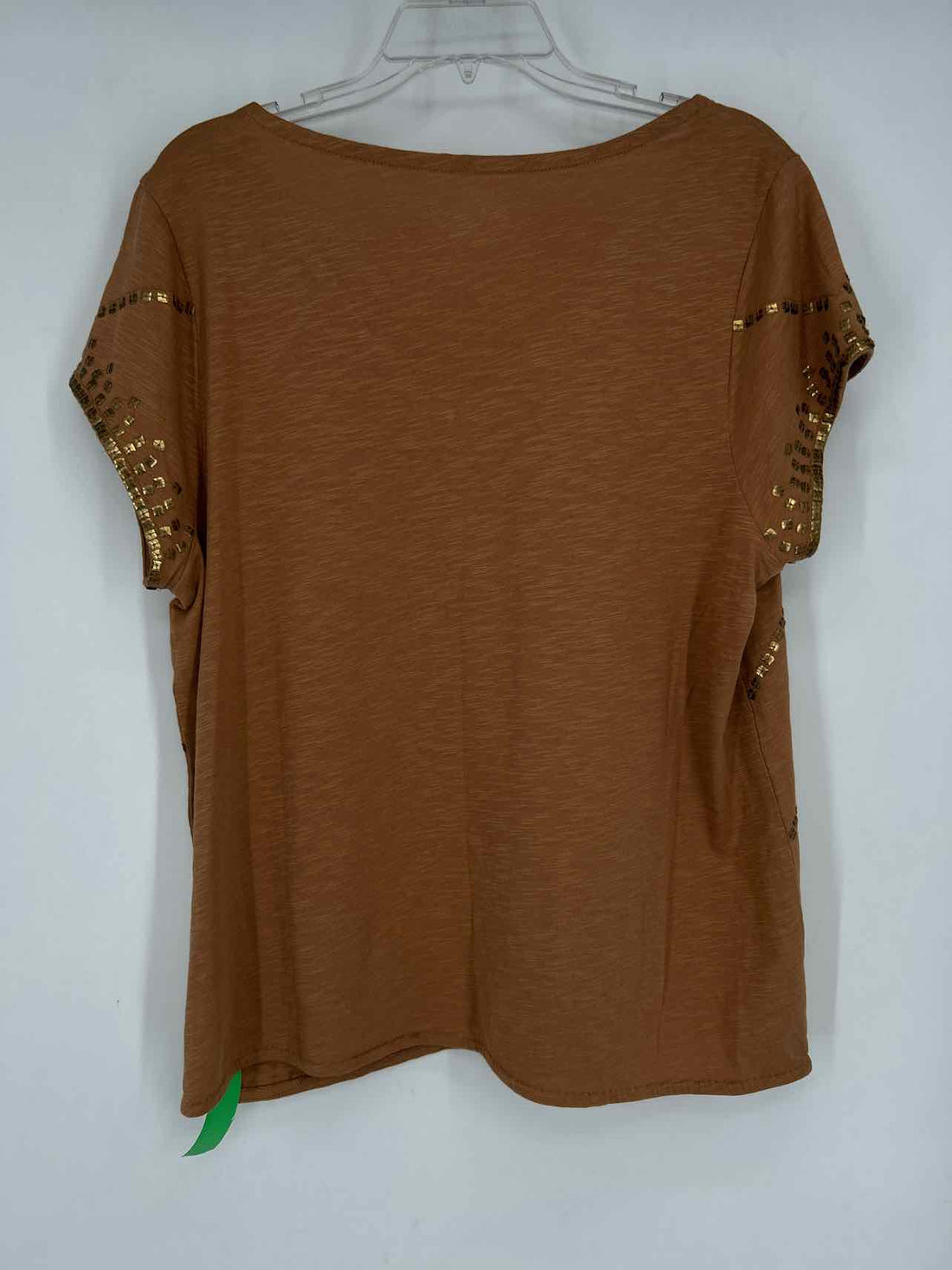 Soft Surroundings Size XL Tan & Gold Short Sleeve
