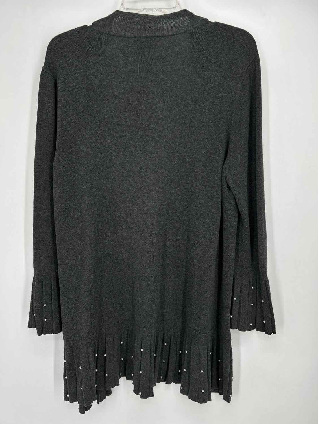 Chicos Size 2(L) Dark Gray Pearl Cardigan