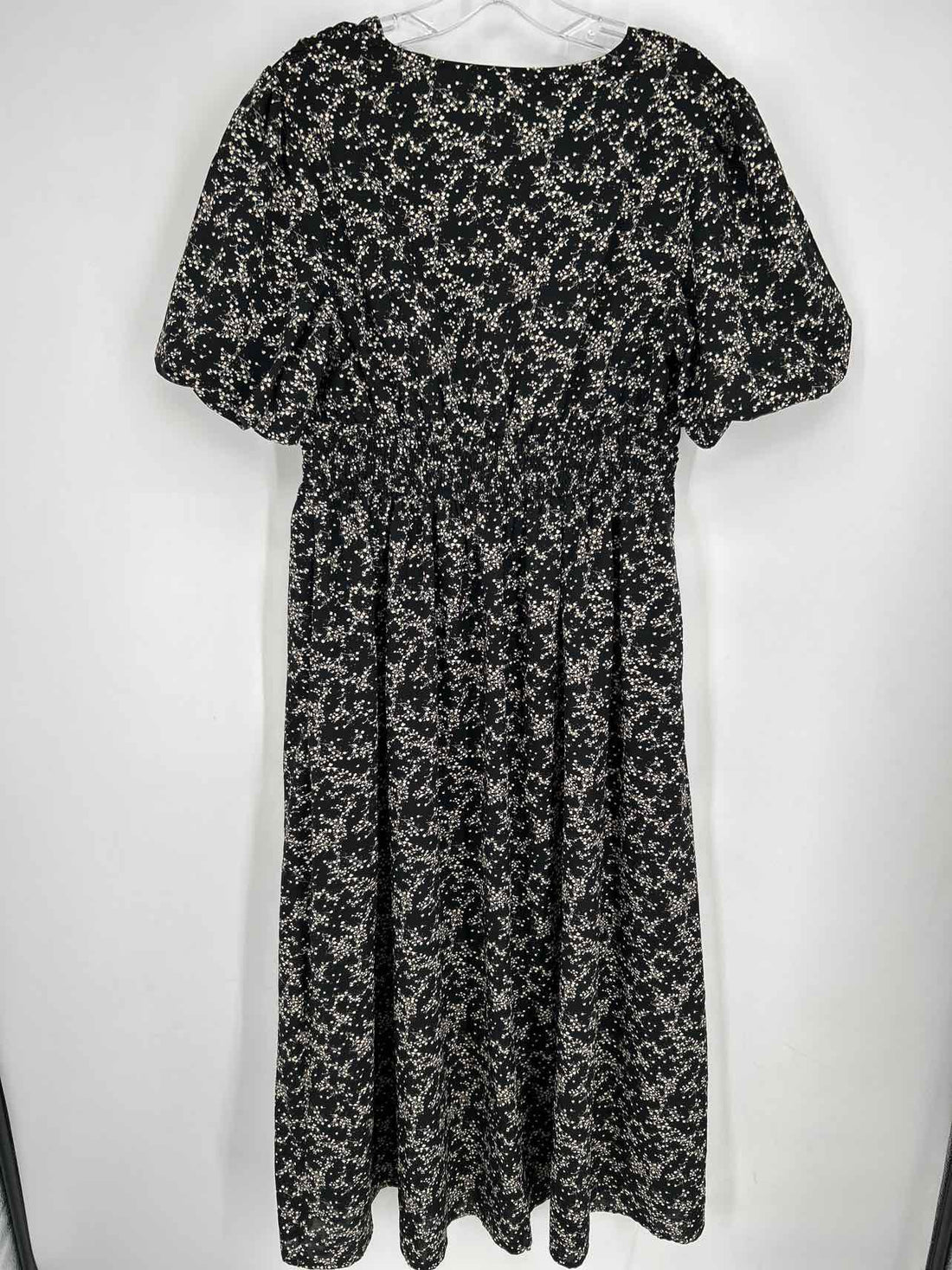 Bohme Size M Black & Cream Floral Short Sleeve Dress