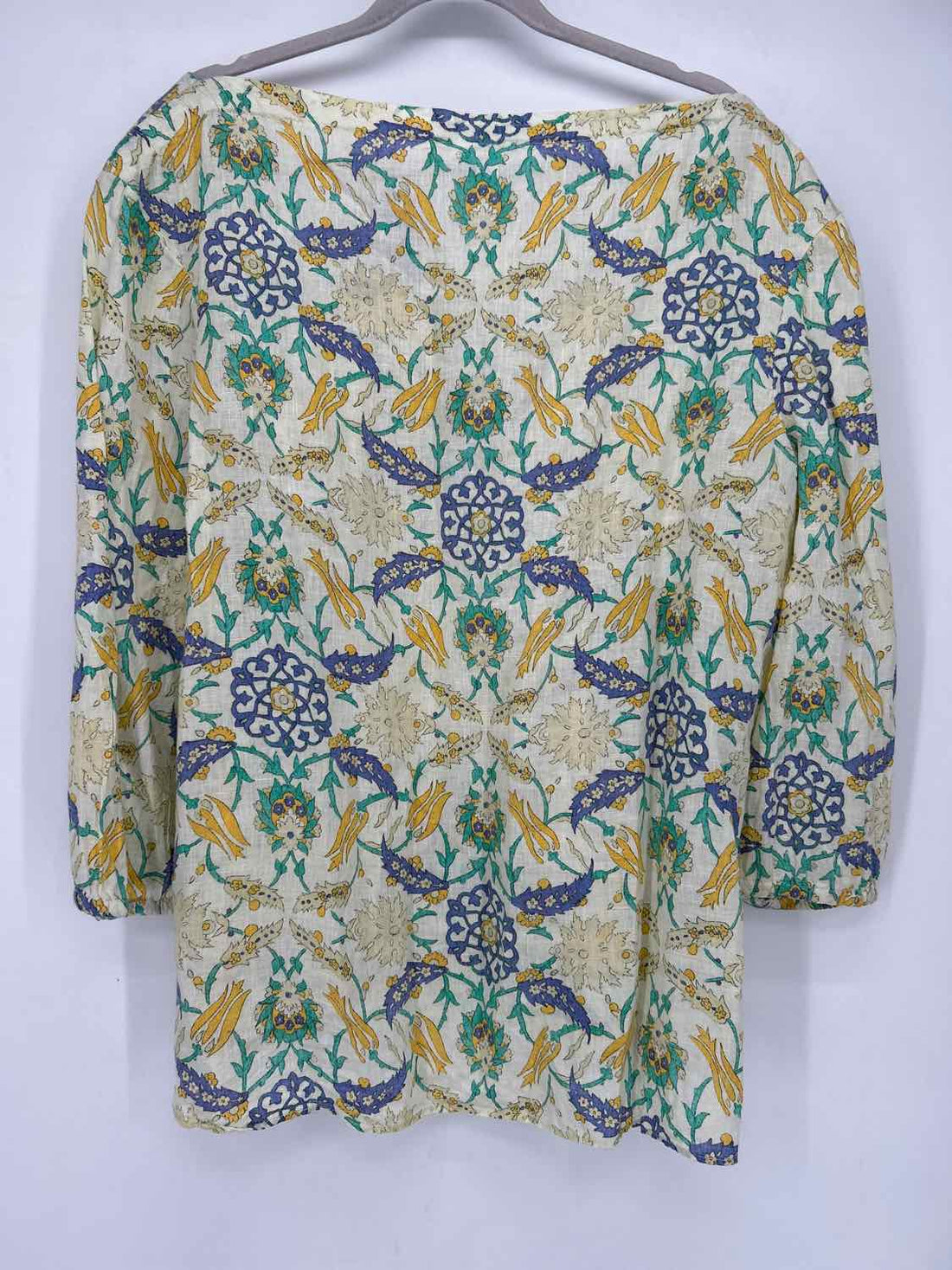 Land's End Size XL Pastel Yellow Floral Long Sleeve