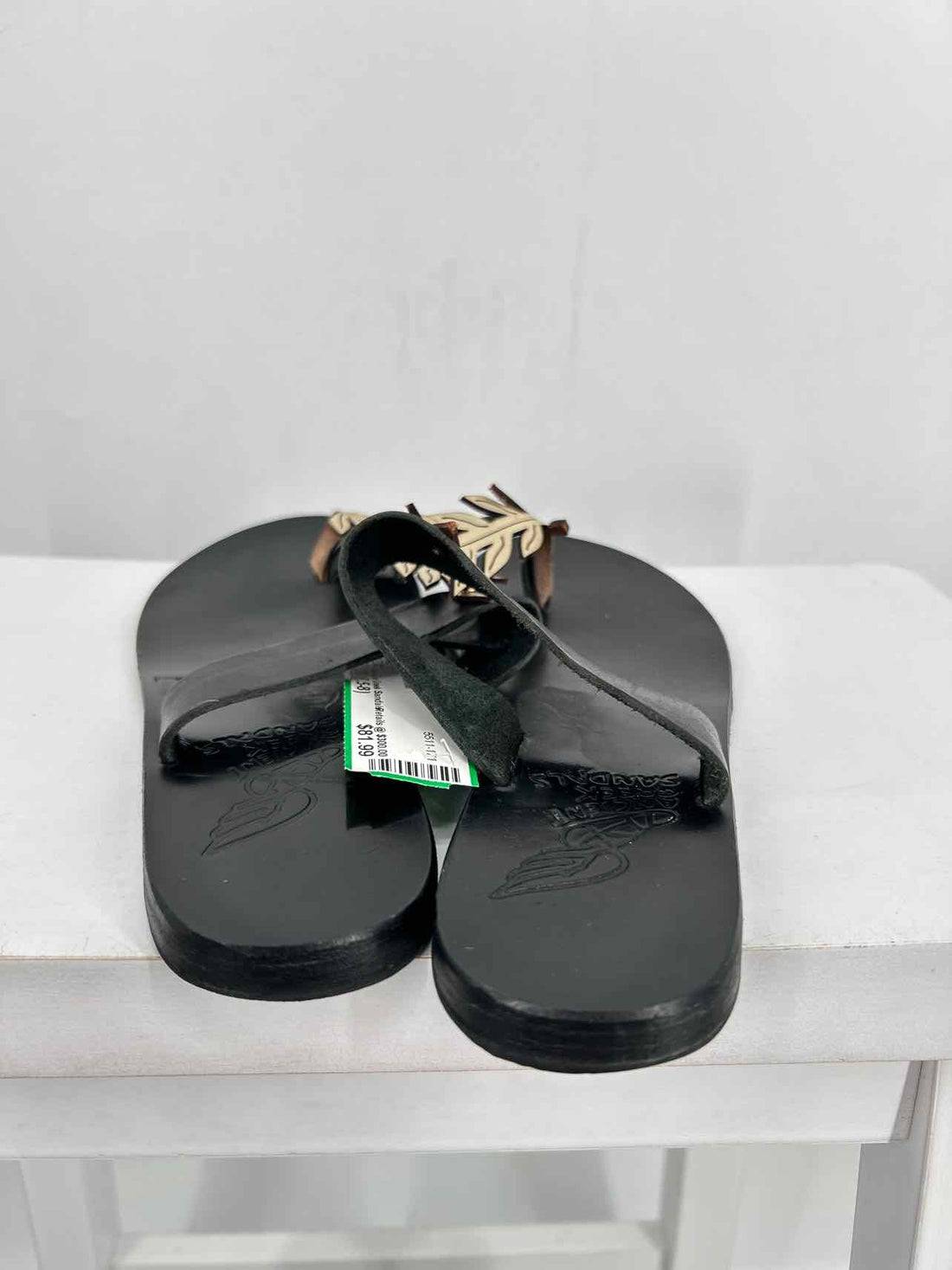 Ancient Greek Sandals Women Size 38 (7.5-8) Black & Gold Sandals
