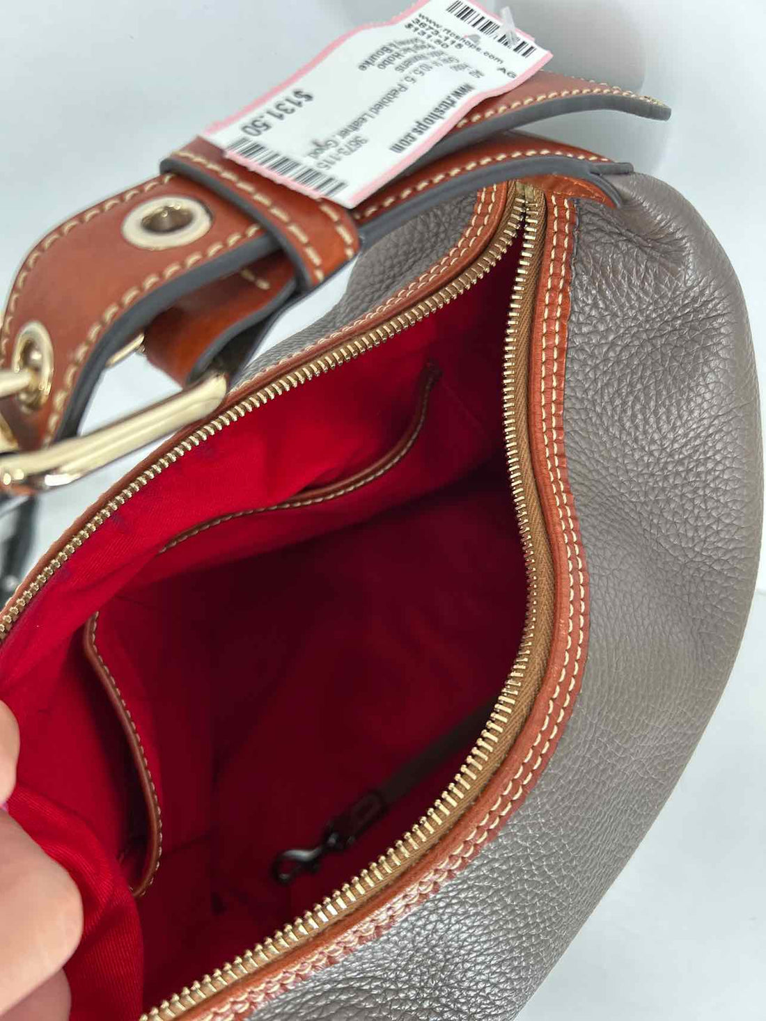Dooney & Bourke Gray Pebbled Leather Good Hobo