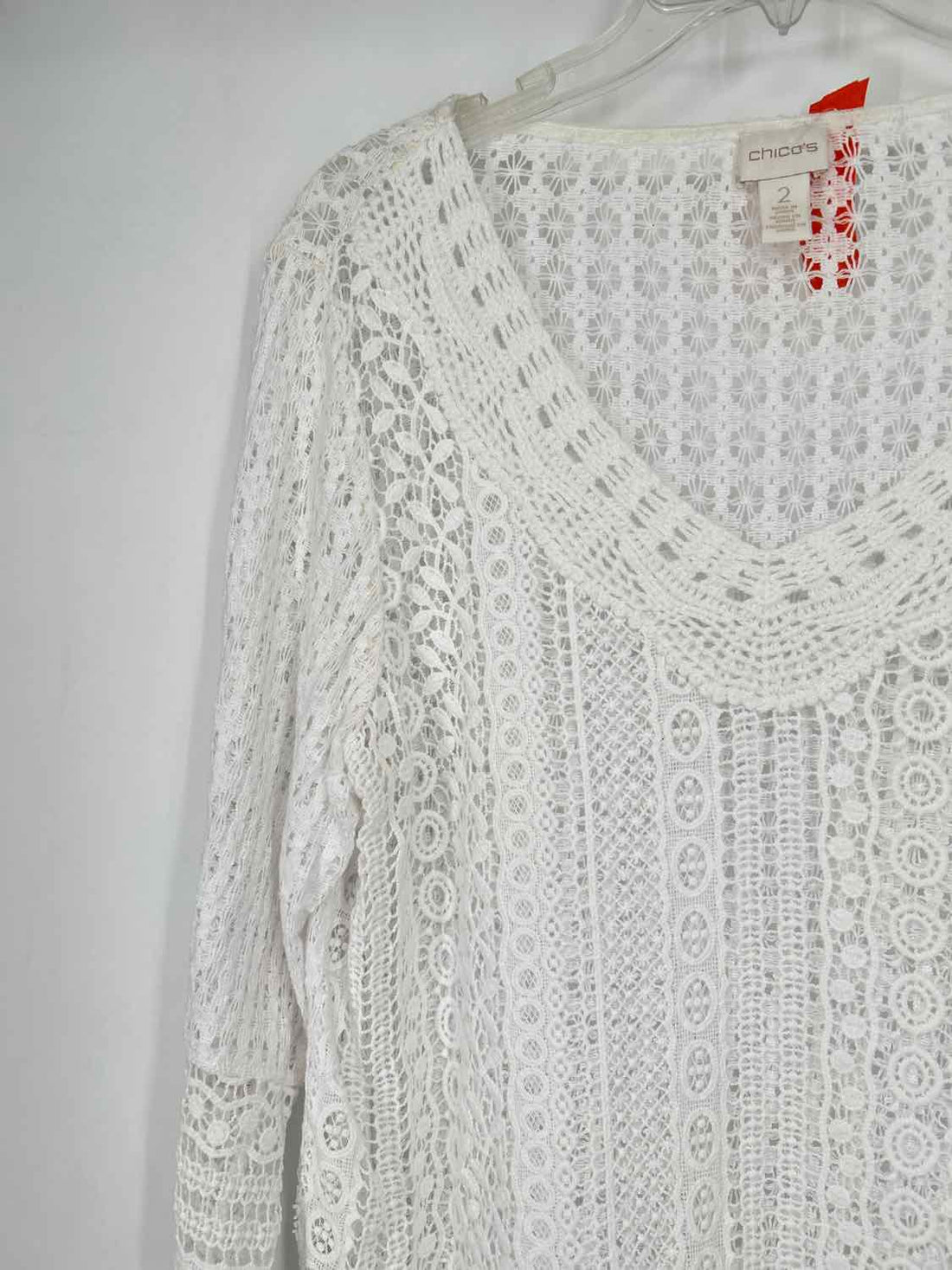 Chicos Size 2 (L) White Long Sleeve