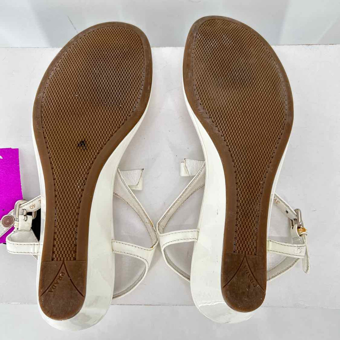 Prada Size 40 Patent Leather White LUXURY