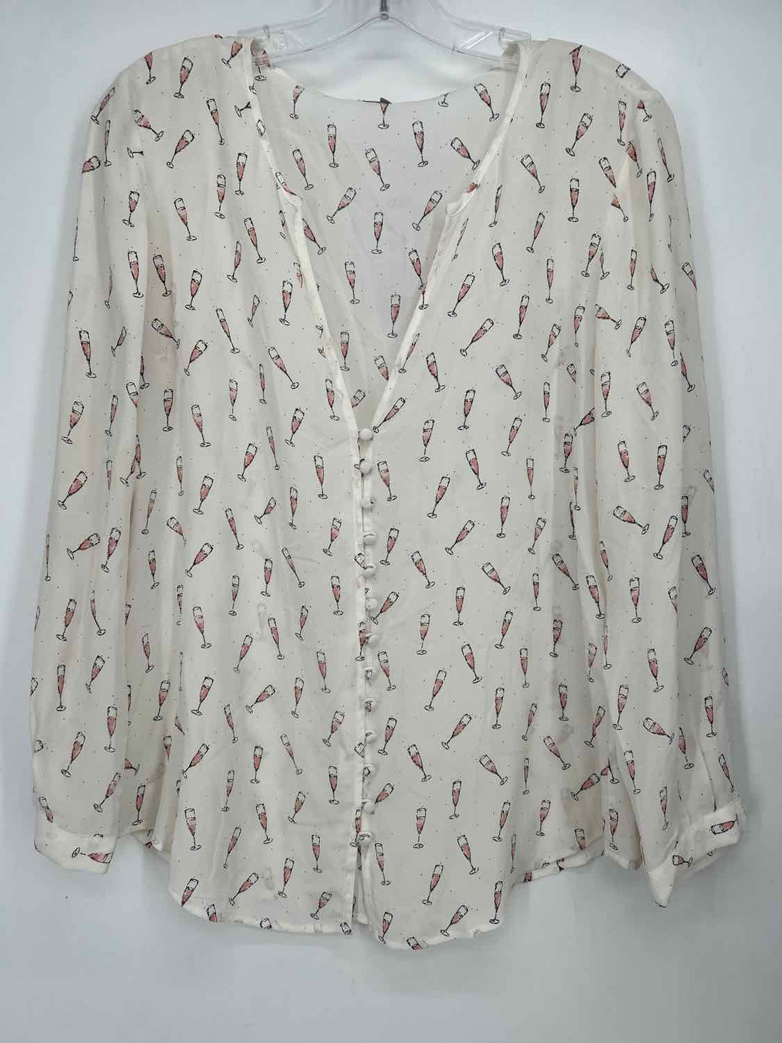 Joie S White Print Silk Long Sleeve Holiday