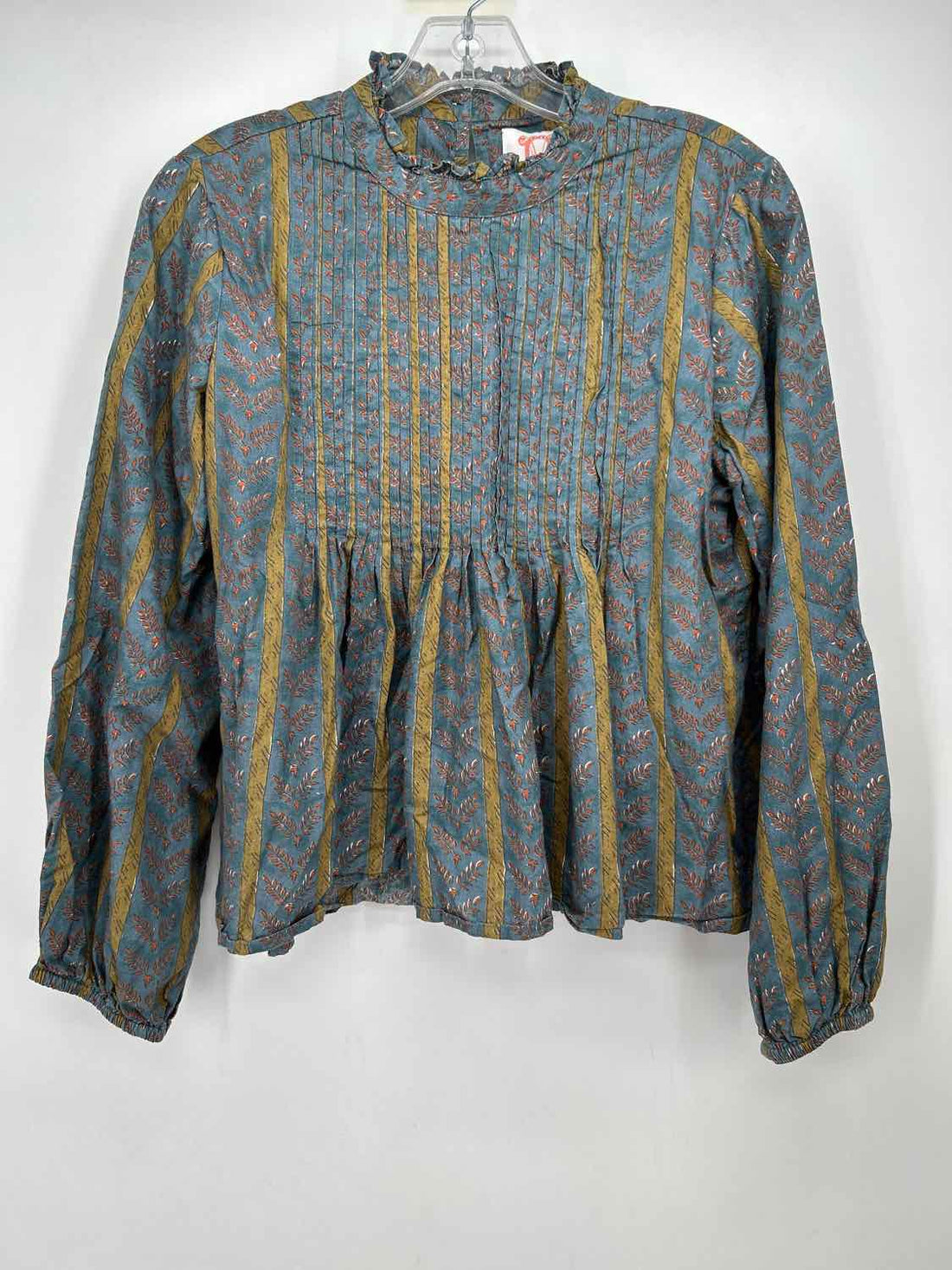 Victoria Dunn Size M Blue Print Long Sleeve