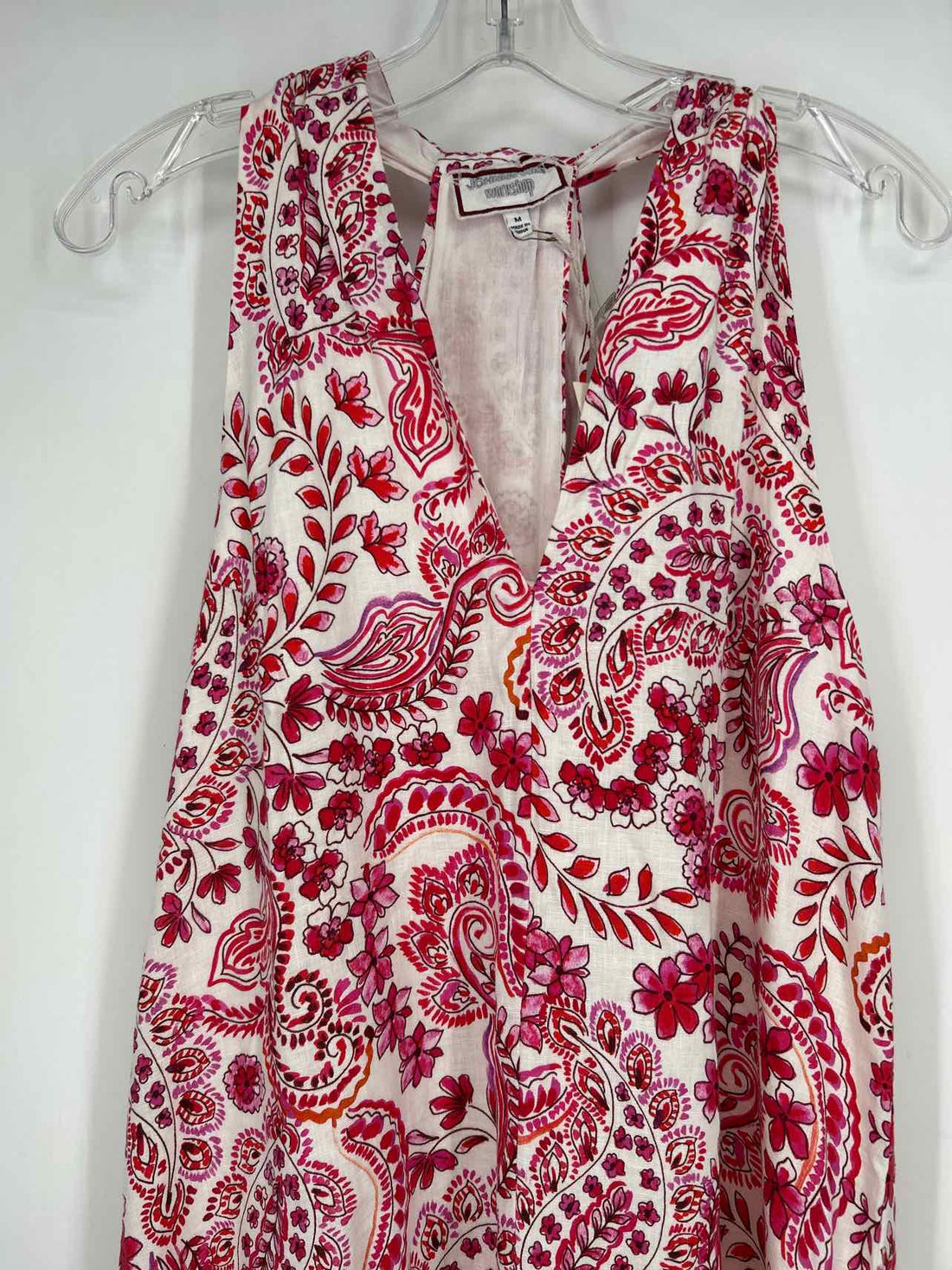Johnny Was Workshop Size M White & Pink Floral Linen NWT Dress