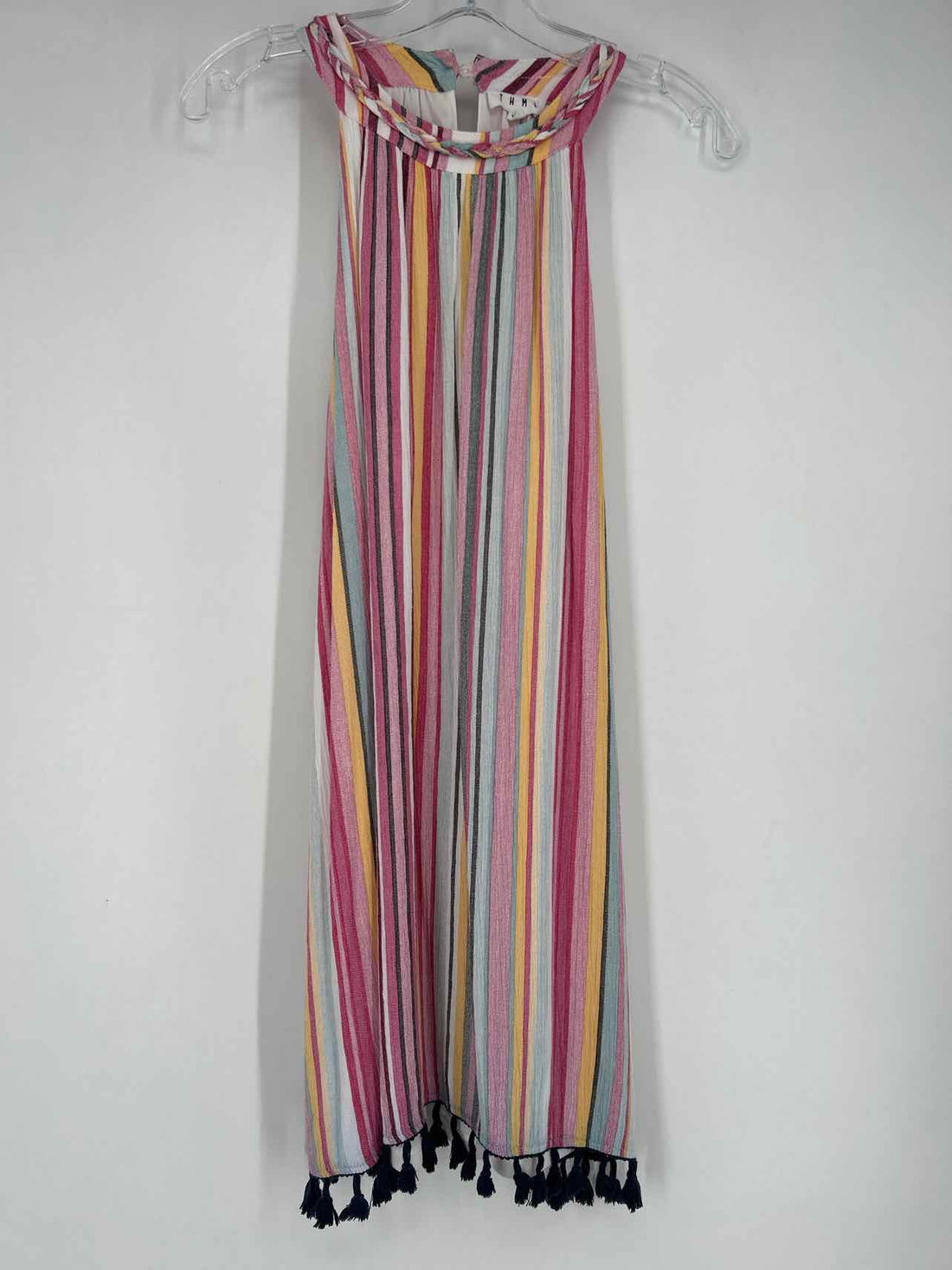 THML Size XS Pink & White Striped Sleeveless Dress