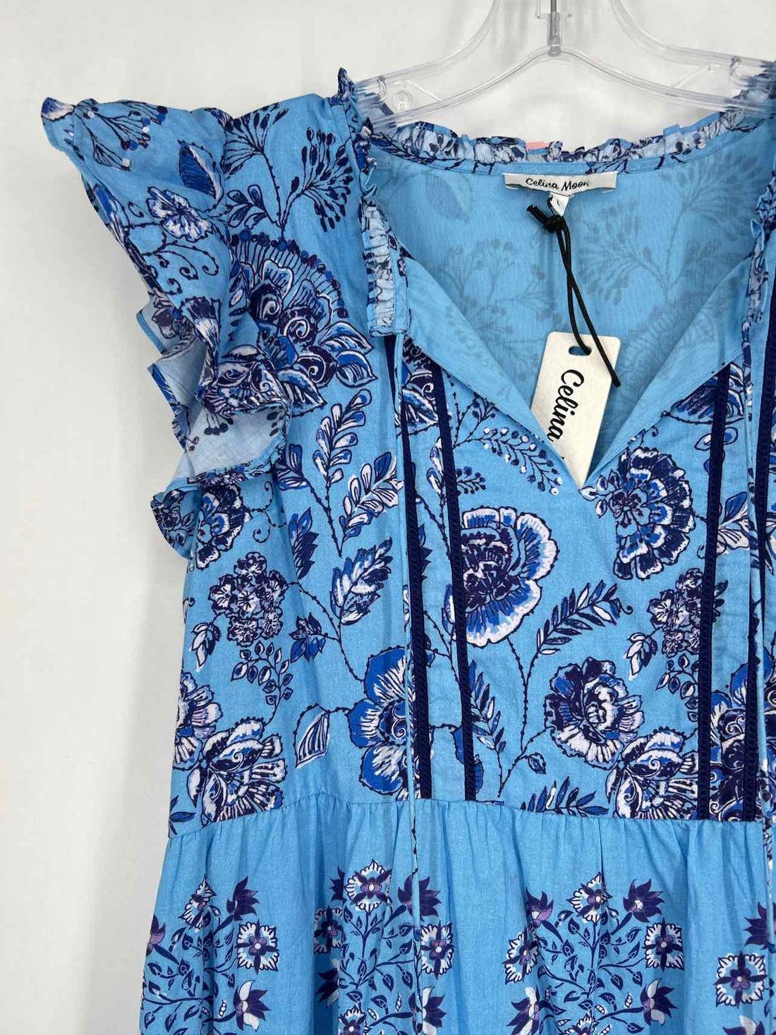 Celina Moon Size L Blue Floral NWT Dress