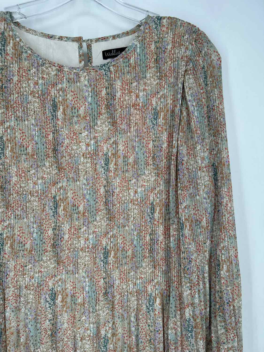Wishlist Apparel Size S/M light teal print Long Sleeve Dress