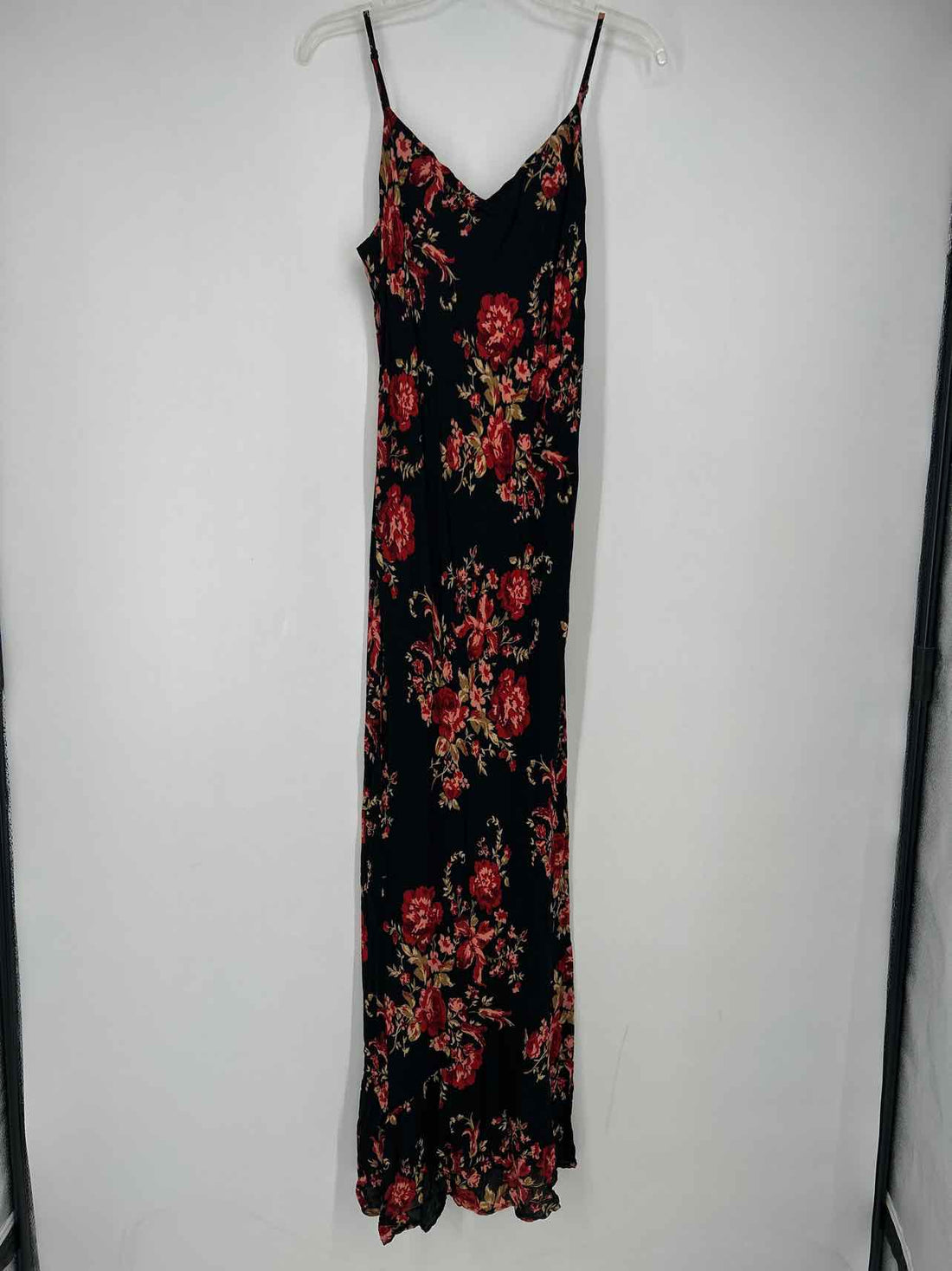 Reformation Size L Black Floral Sleeveless Maxi