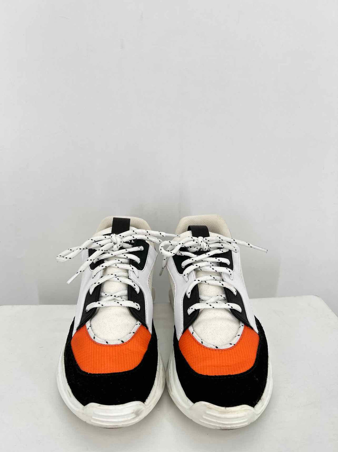 LongChamp Women Size 37 Black White & Orange Sneakers