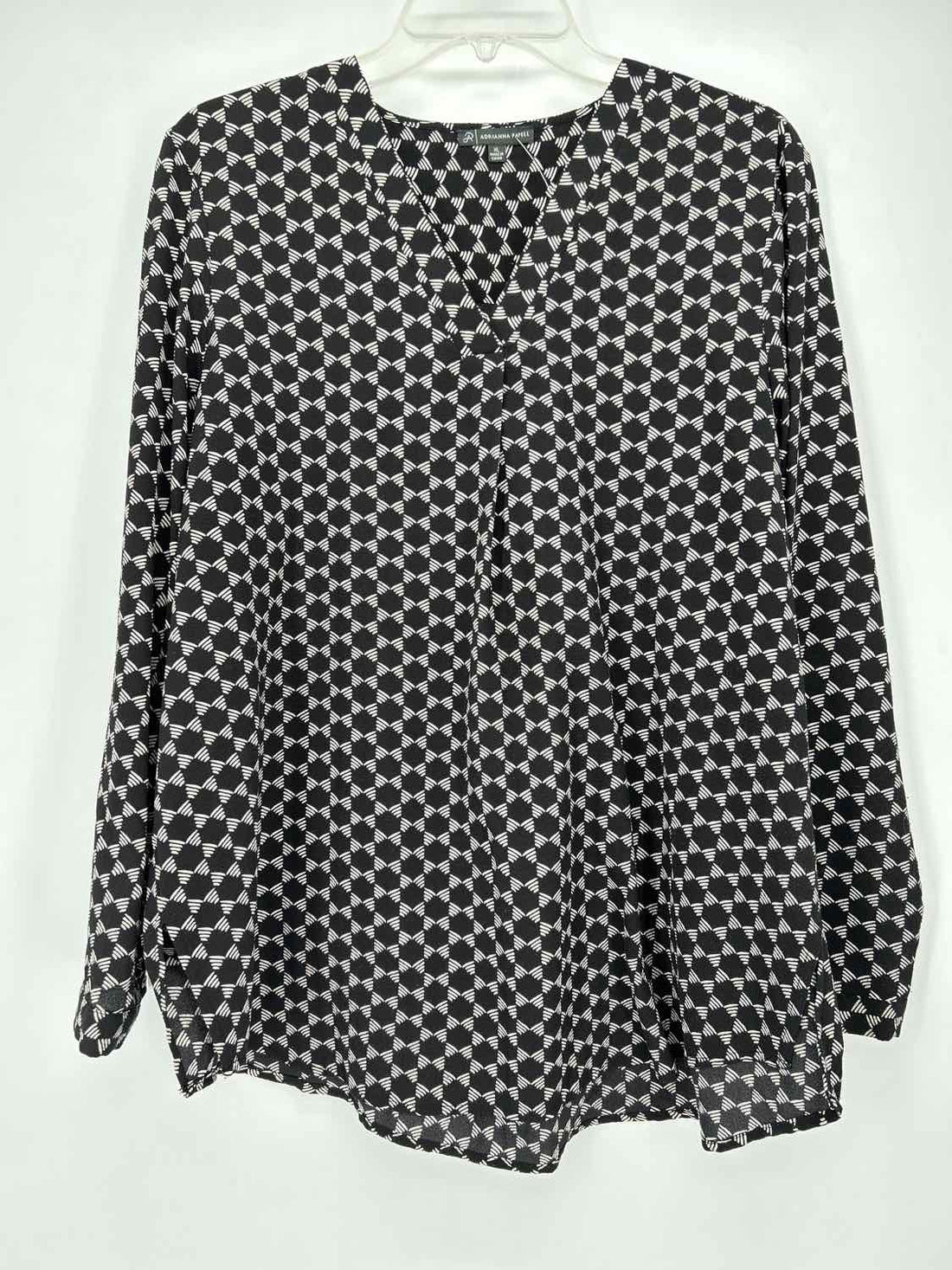 Adrianna Papell Size XL Black & White Print Long Sleeve