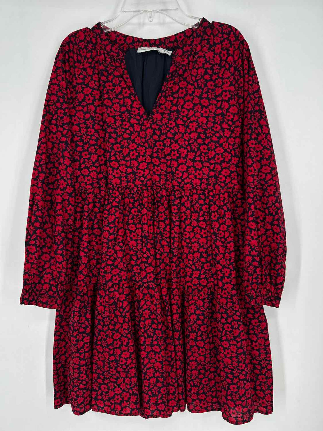 Vineyard Vines Size XS Red & Navy Print LS Dress