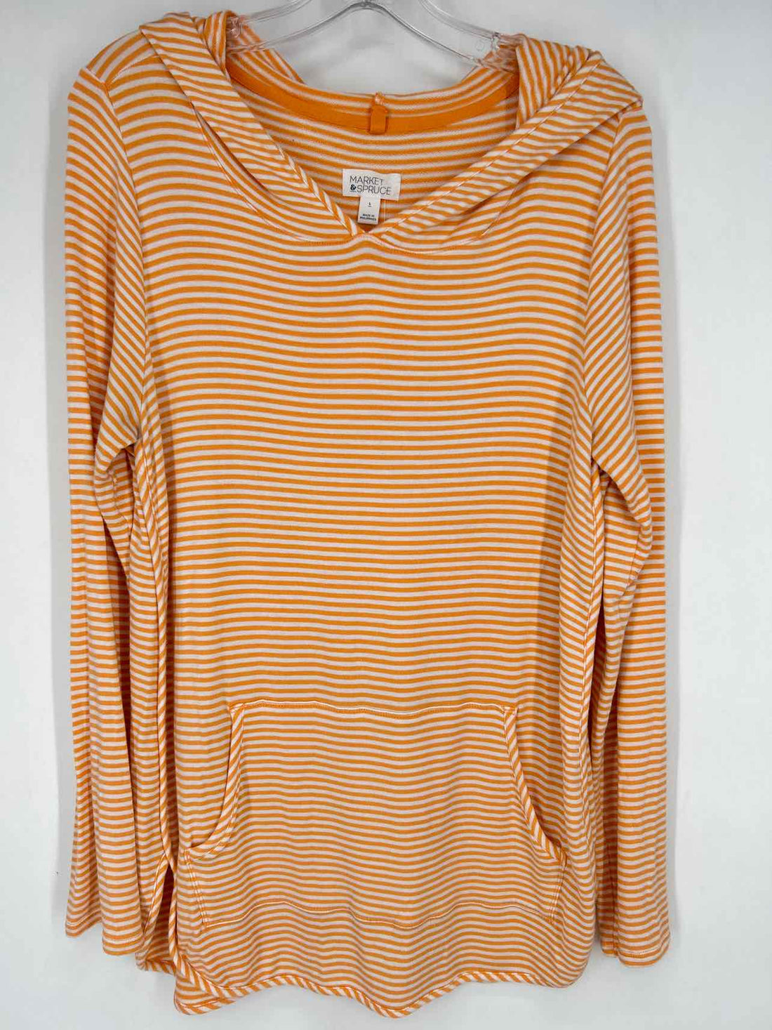 Market & Spruce Size L Orange & White Striped Hoodie