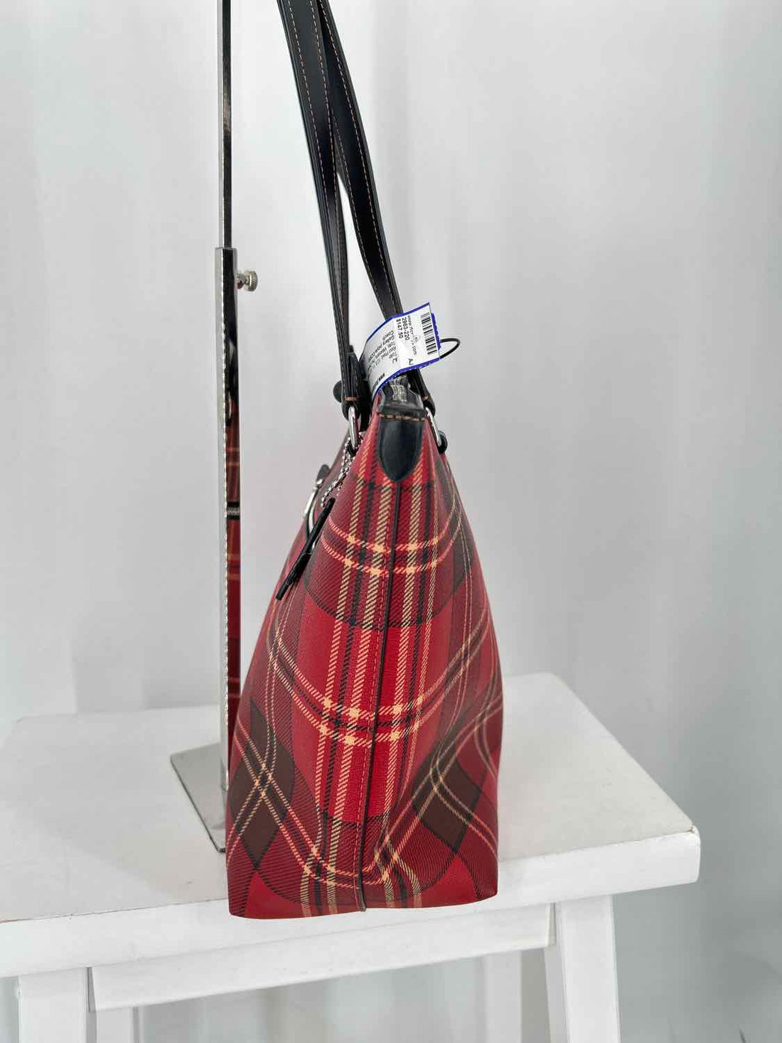 Coach Gallery Red Plaid Tote