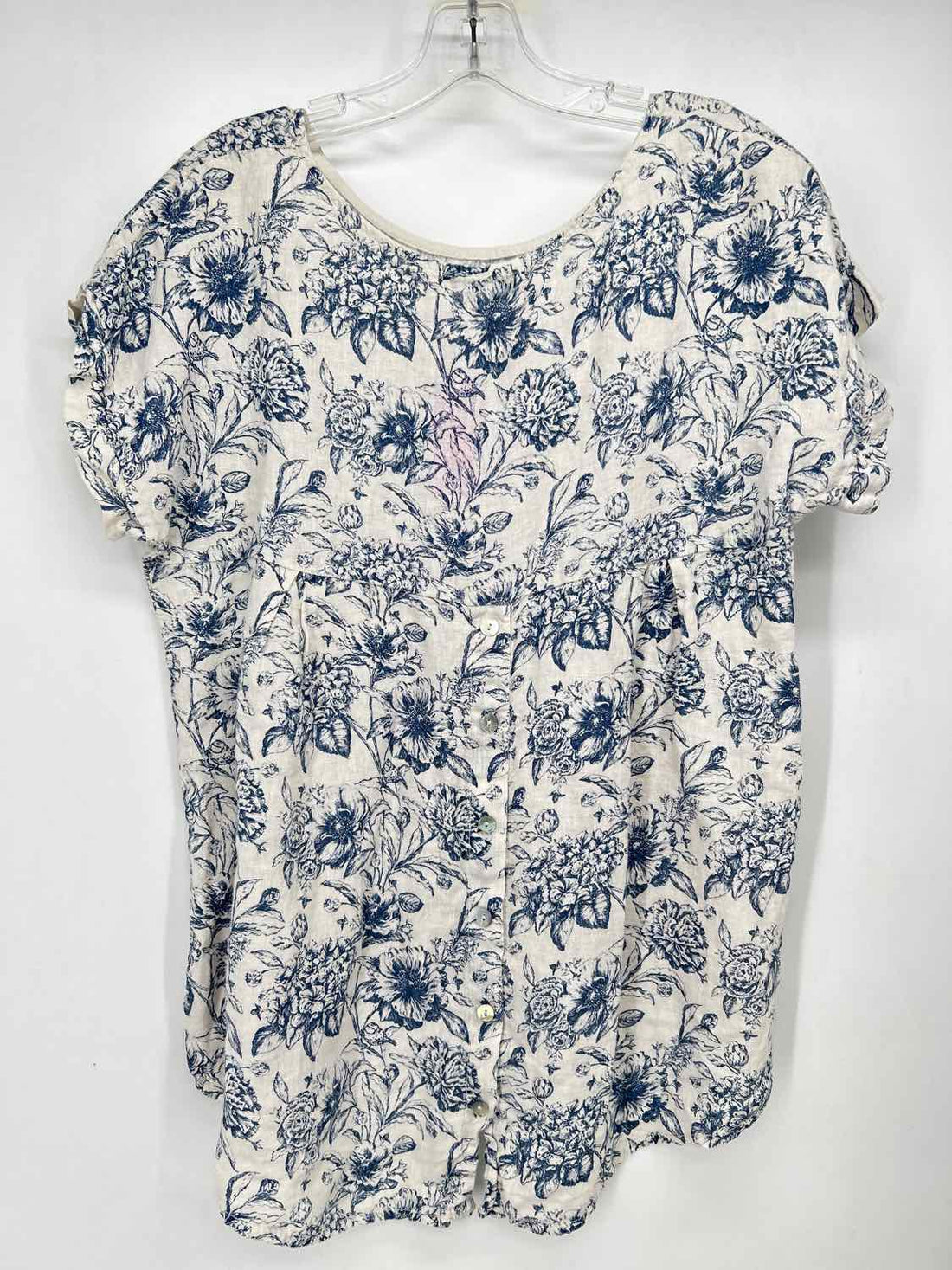 Terzo Millennio Size S White & Blue Print Short Sleeve