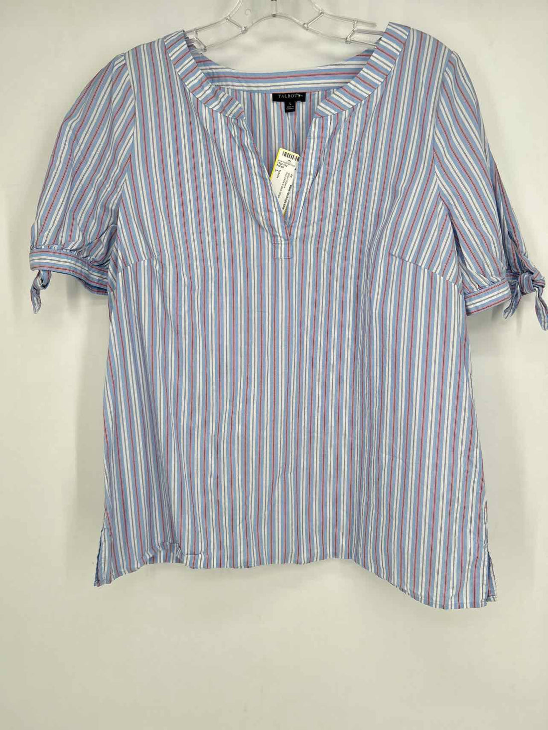 Talbots Size L Red White & Blue Stripe Short Sleeve