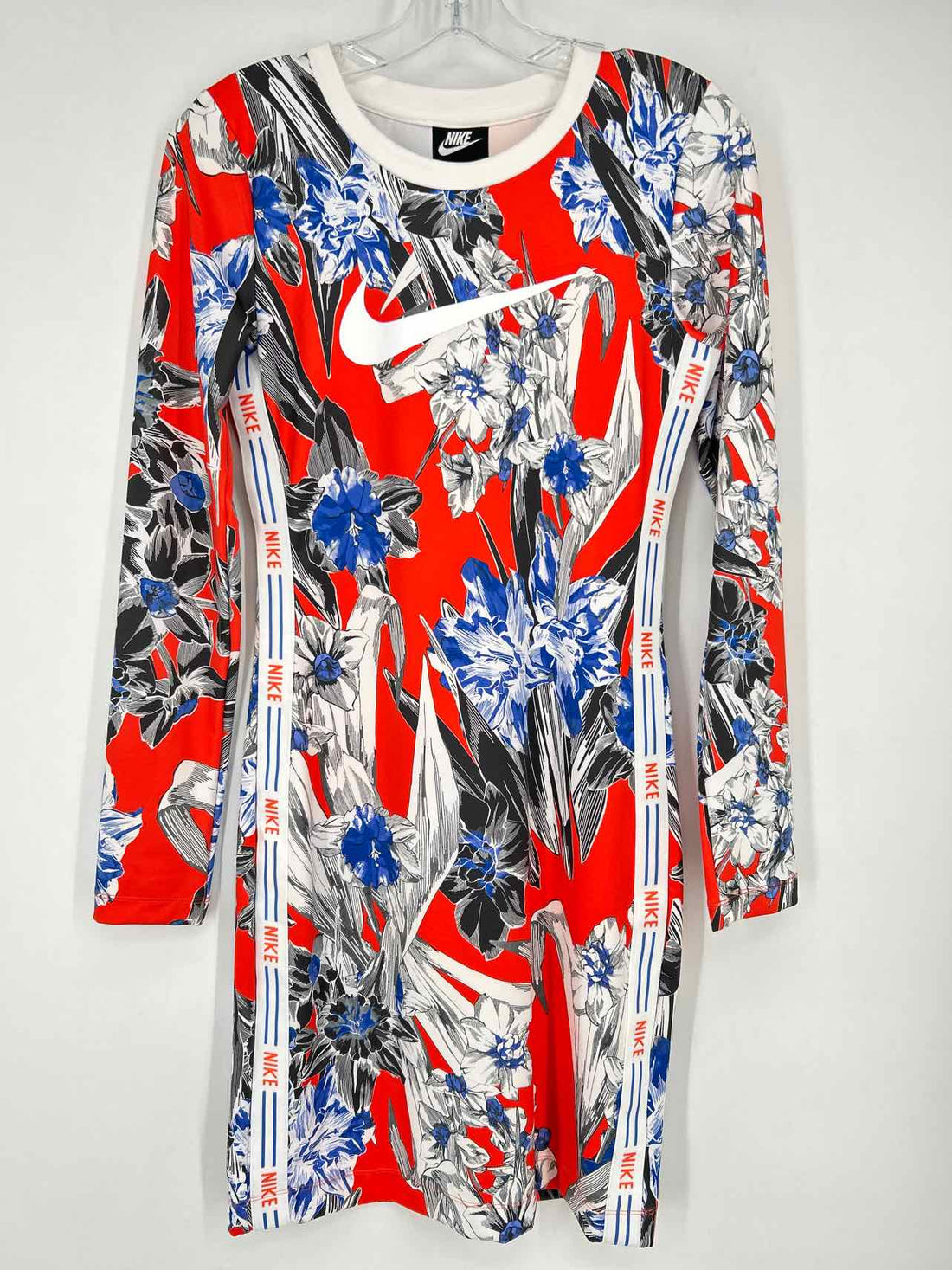Nike Size S Orange Print Long Sleeve Active Dresses