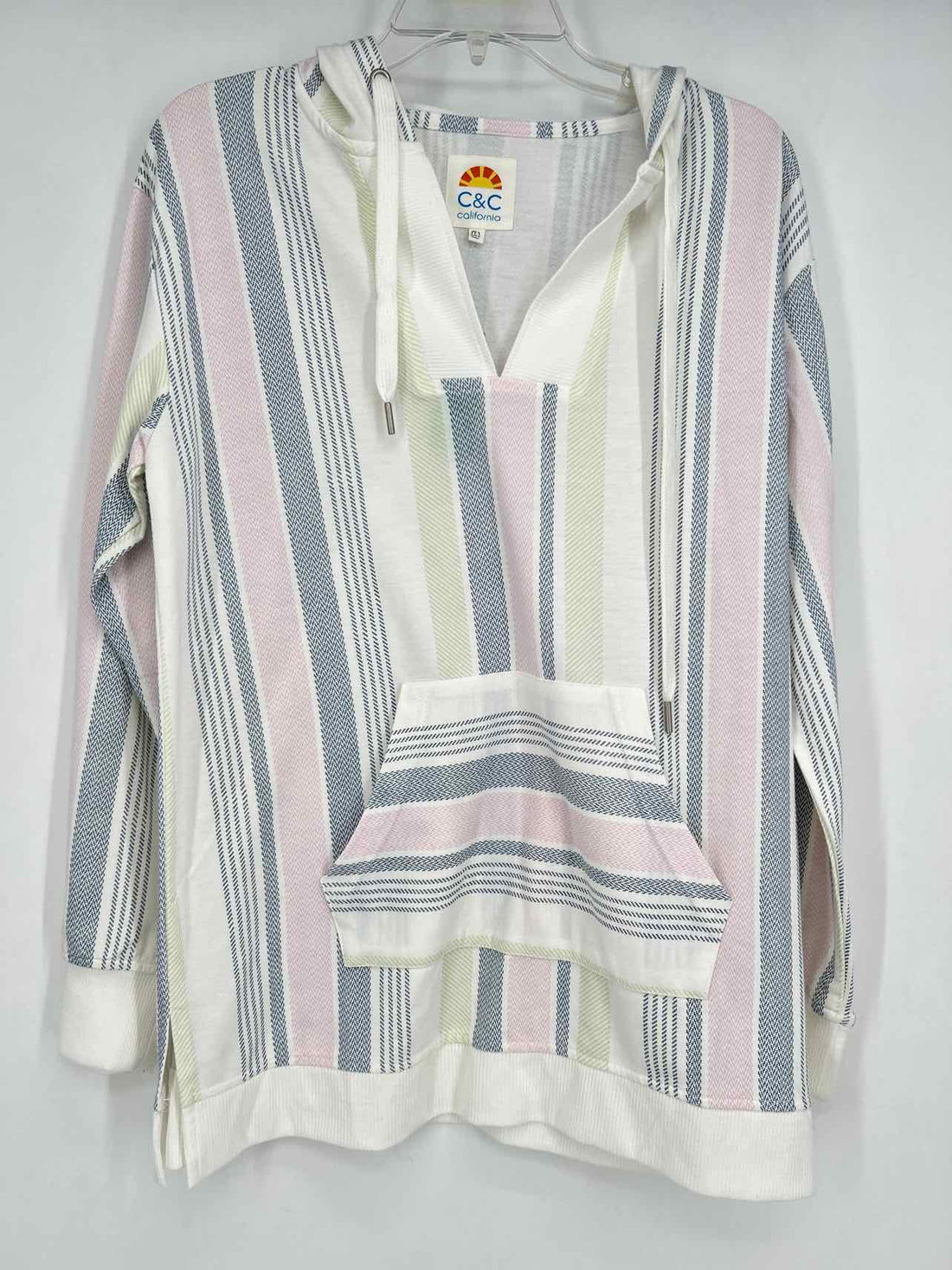 C&C California Size M White Striped Hoodie