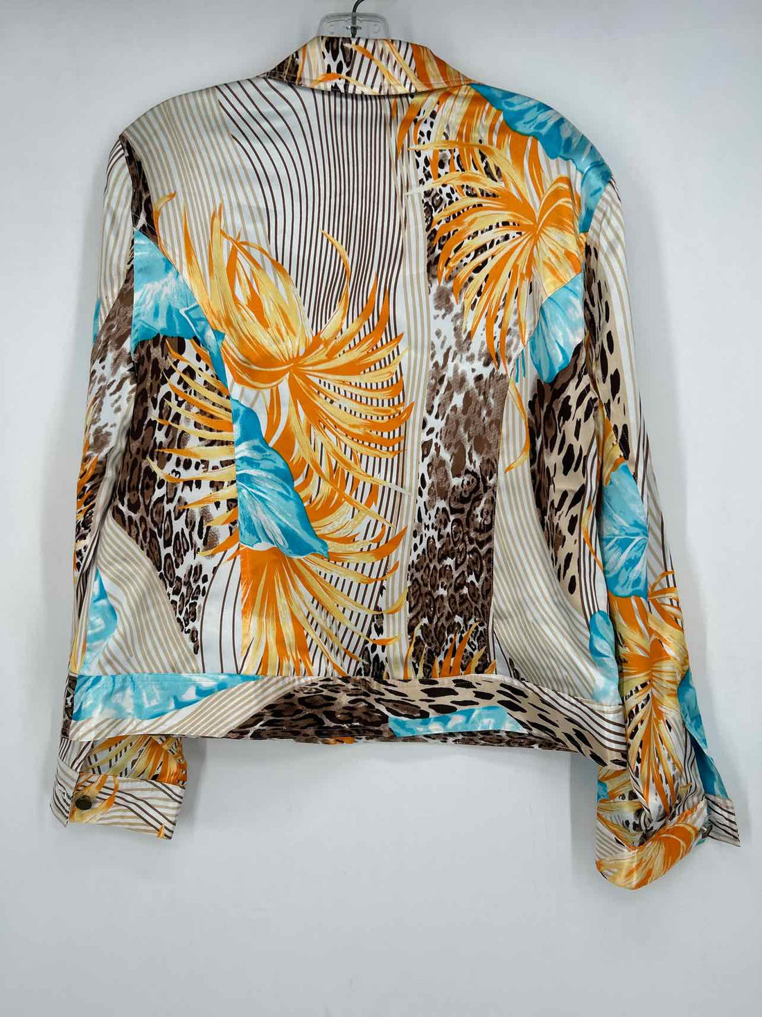 Russell Kemp Size 12 Tan & White Striped Silk Jacket