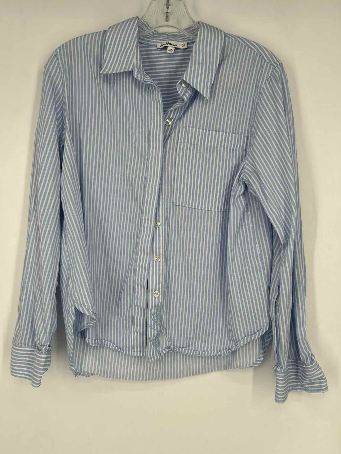 Sam Edelman Size XS Light Blue & White Striped Long Sleeve
